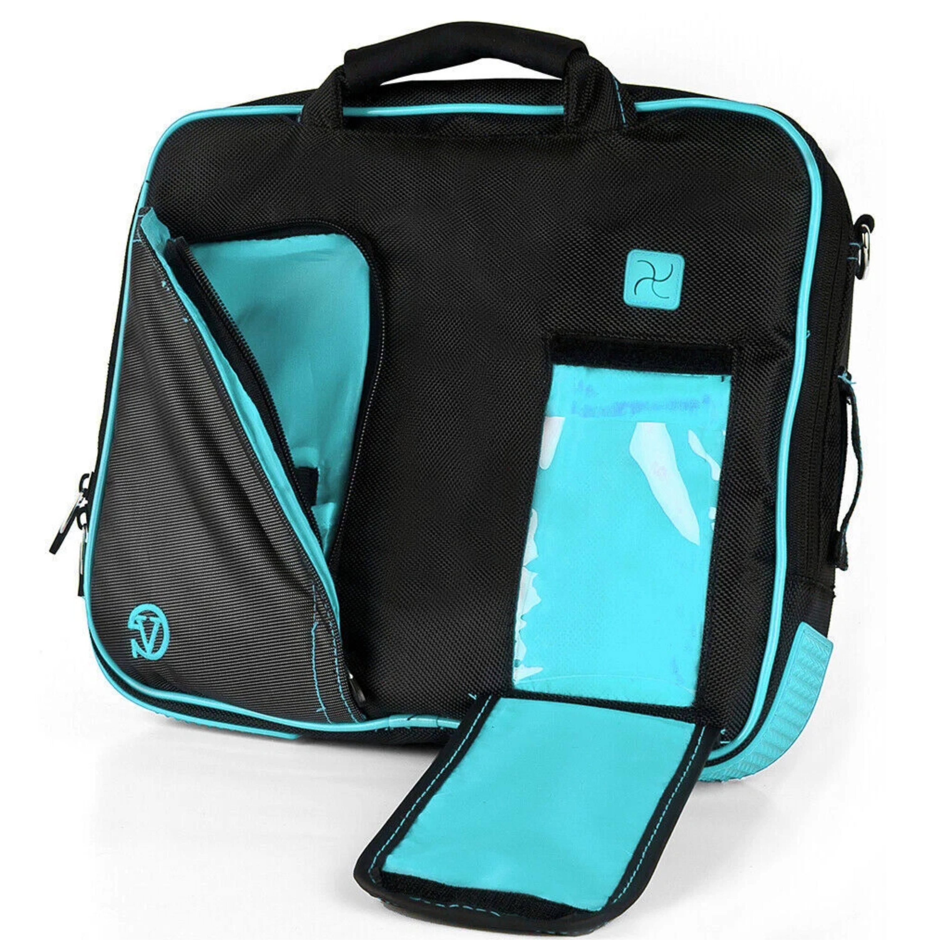 Alt View 2. Kitcheniva - Laptop Sleeve Case Shoulder Bag For 12" Laptop - Black/Aqua.