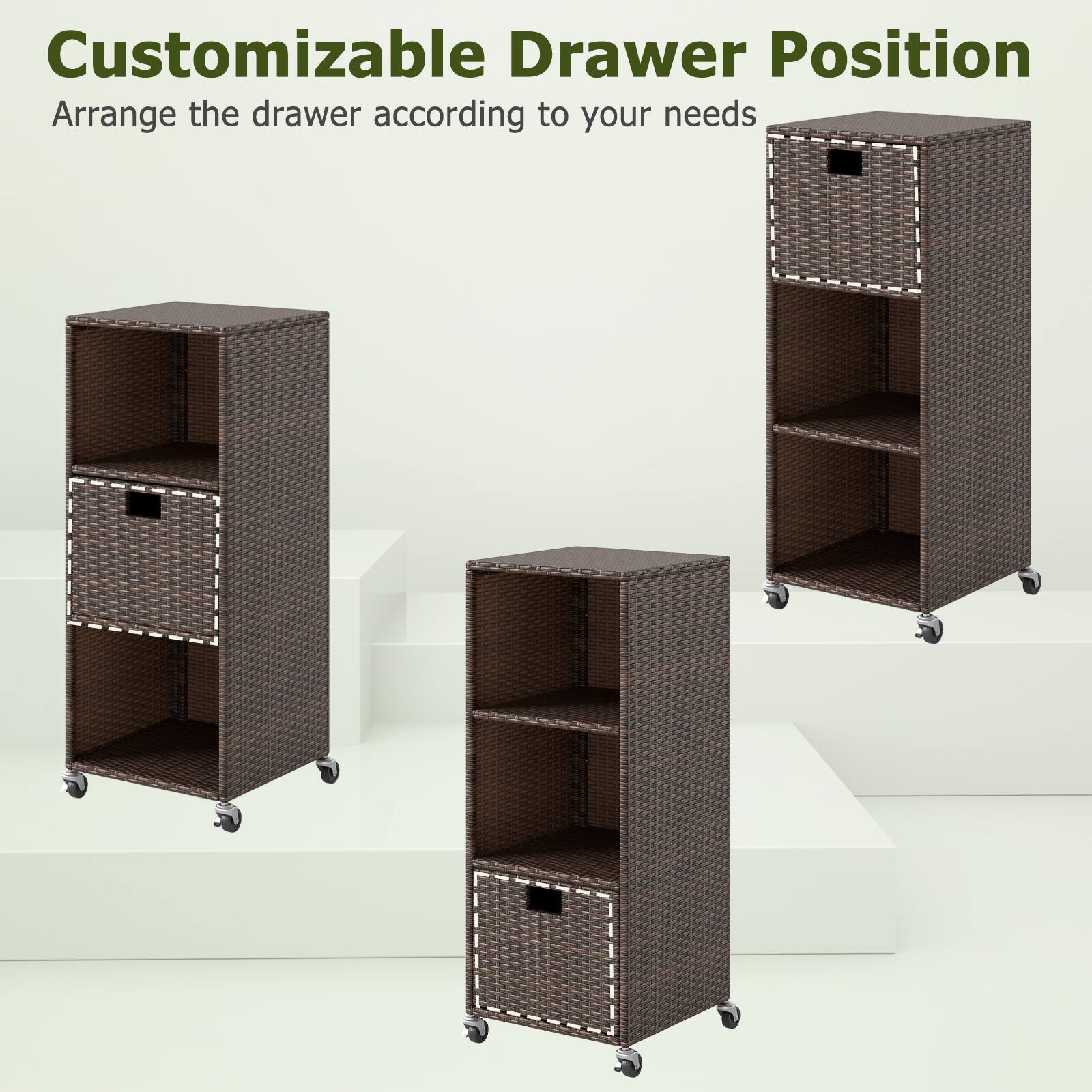 Customizable Drawer Position  
Arrange the drawer according to your needs