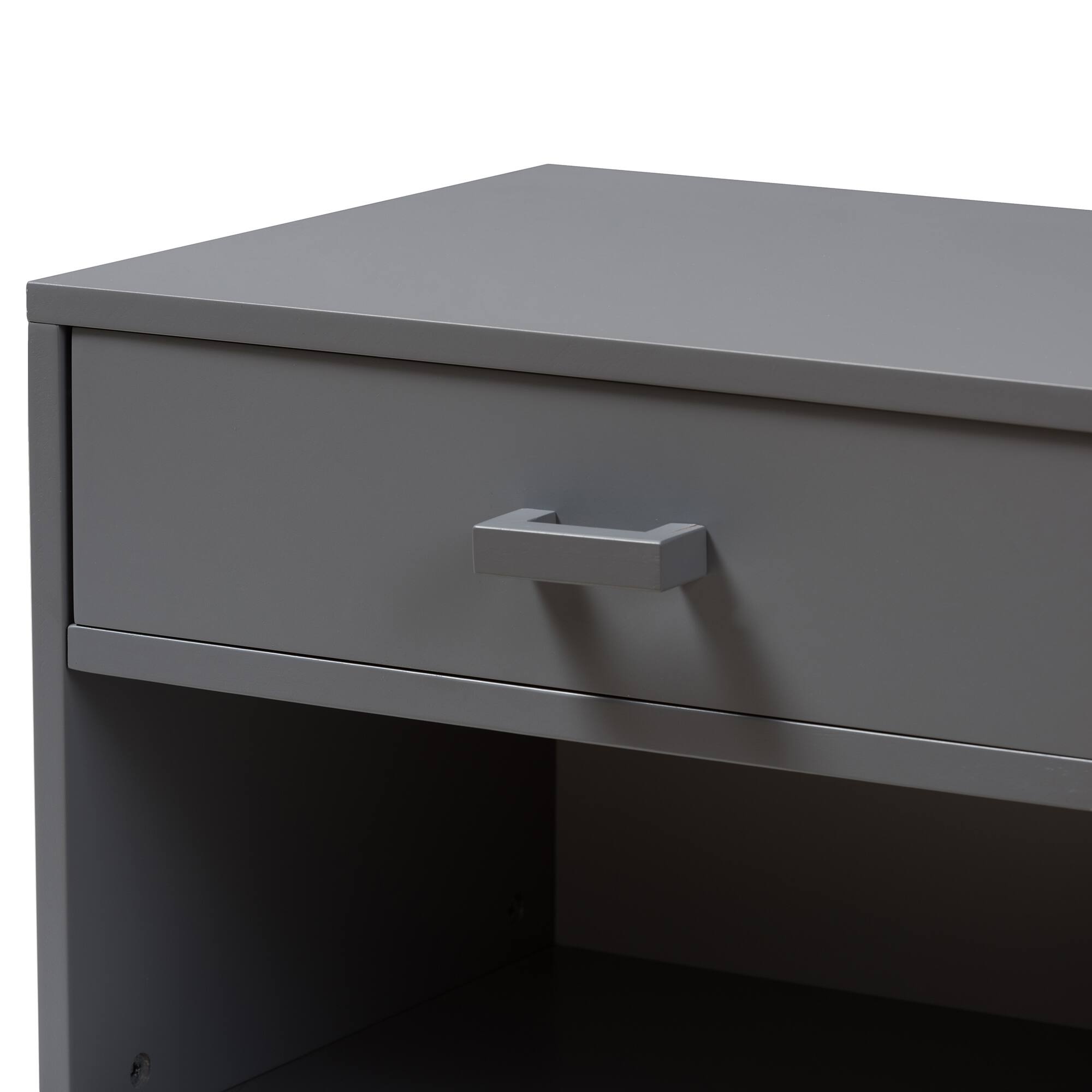 Alt View 1. Baxton Studio - Deirdre Modern and Contemporary Wood 1-Drawer Nightstand - Grey.