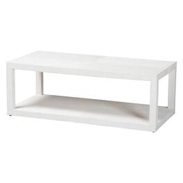 bali & pari - Oaklynn Natural Grasscloth Coffee Table - Two-Tier Cocktail Table with Open Frame, Modern Coastal Centerpiece - White