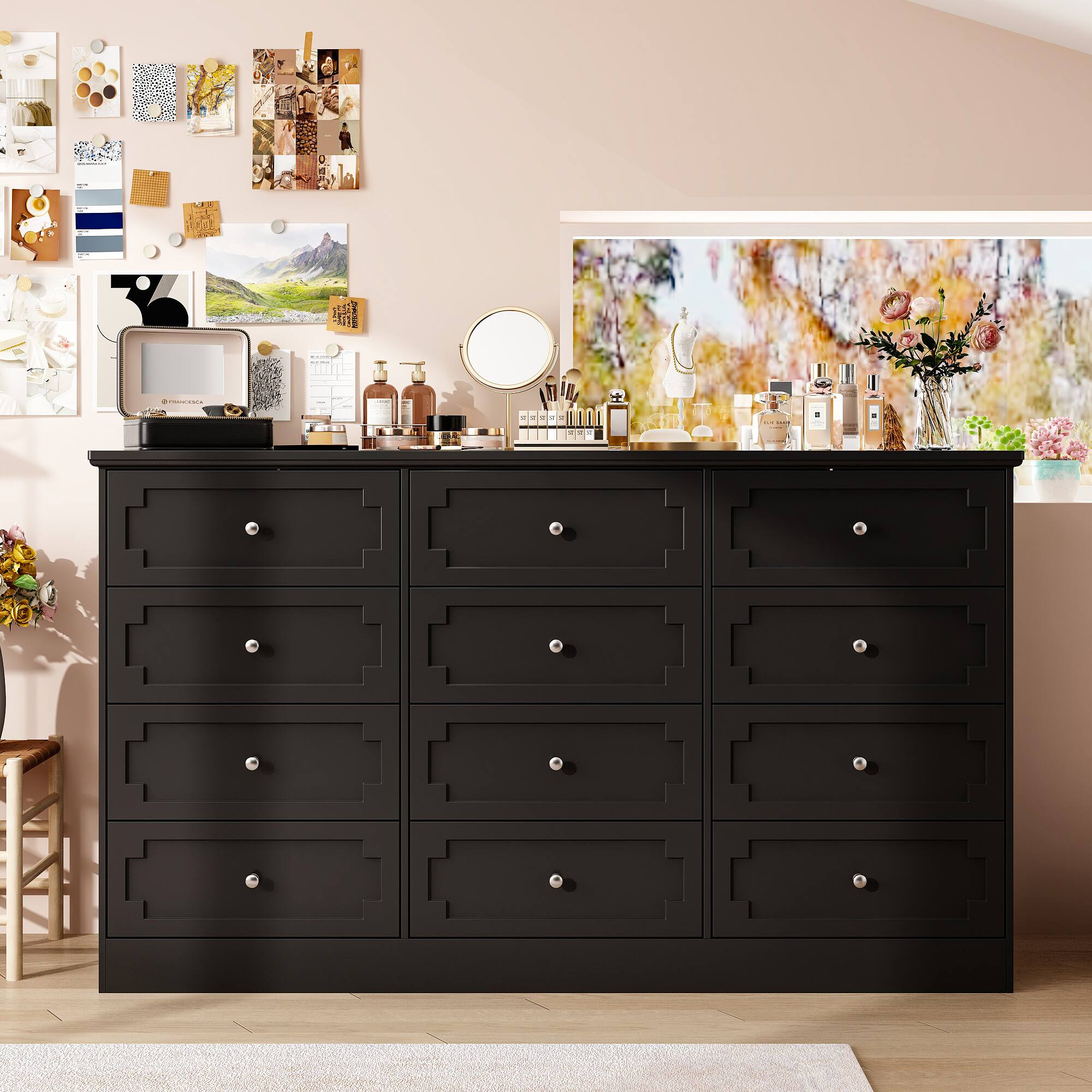 Alt View 2. Famapy - Famapy 12 - Drawer Dresser: Anti - Tip Design, Unique - Styled Storage for Multi - Scenes - Black.