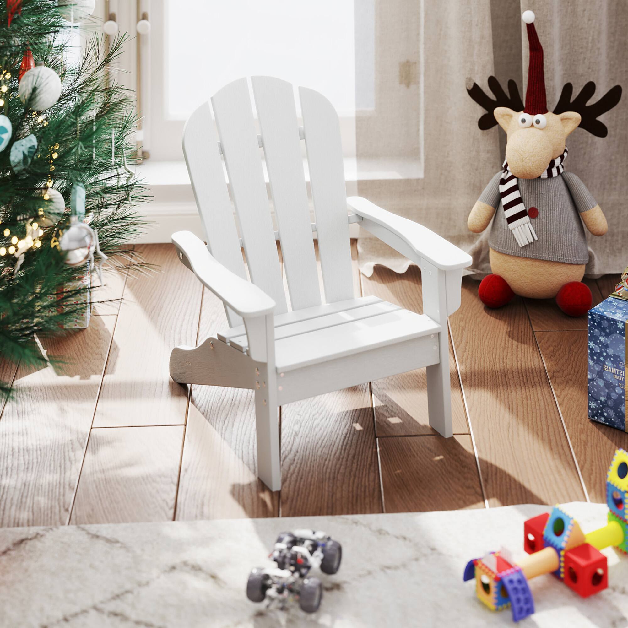 Alt View 3. Gymax - Gymax 4PCS Kid's Adirondack Chair All-Weather HDPE Toddler Lawn Chair w/ Ergonomic Design White - White.