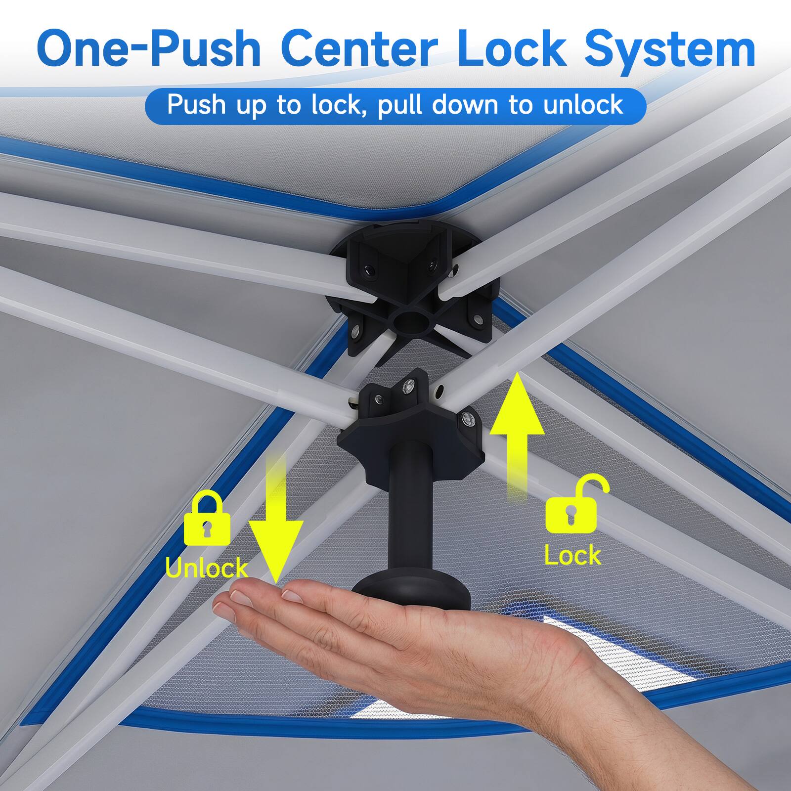 One-Push Center Lock System  
Push up to lock, pull down to unlock  
Unlock 1 Lock