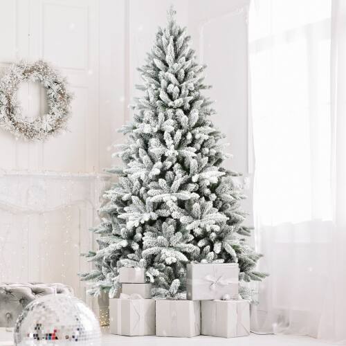Back. BreeBe - 7ft Flocked Christmas Tree with 1514 Tips - White.