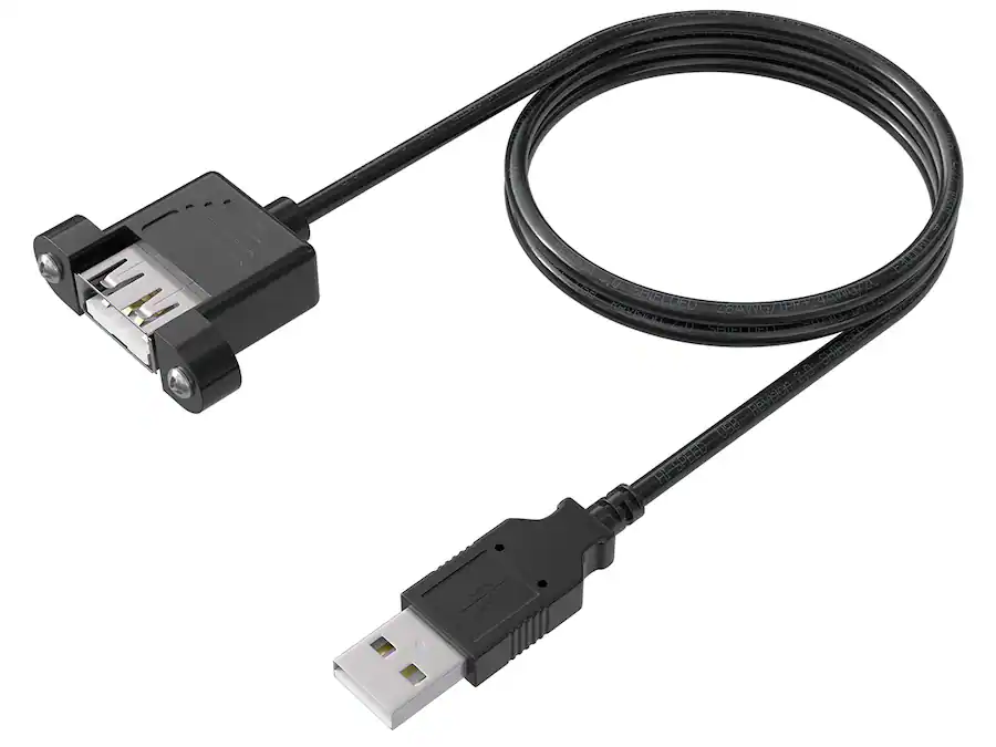 External Cable Rack Cable Leader USB 2.0 Panel Mount USB A Extension Cable, A Male to A ...