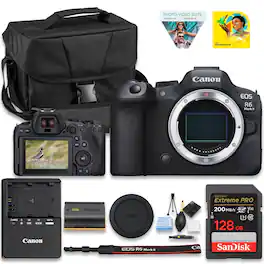 Bundle - Canon - EOS R6 Mark II Mirrorless Camera Body, 24.2MP Full-Frame, 4K 60p + 128GB Card