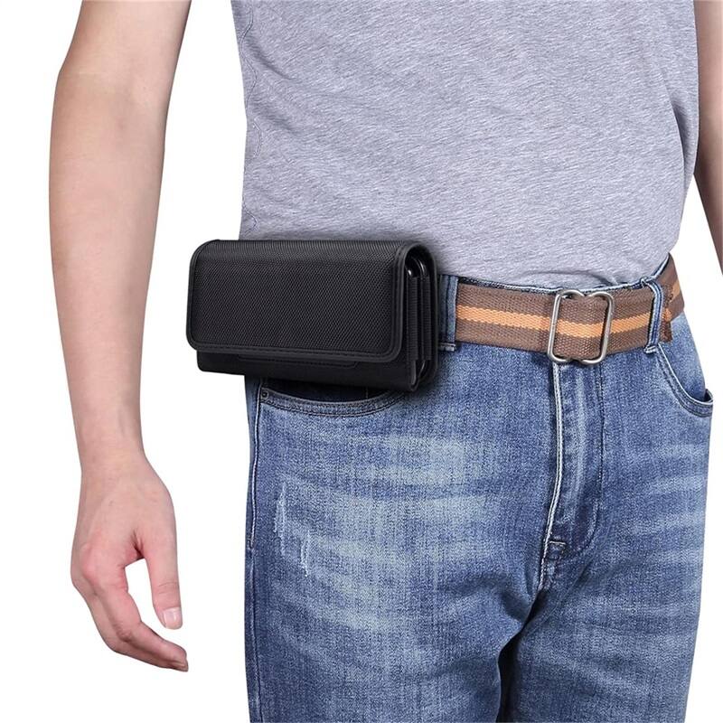 Alt View 6. LUXMO - LUXMO Large Horizontal Universal Dual Phone Slot Nylon Pouch with Credit Card Slot - Black - Black.