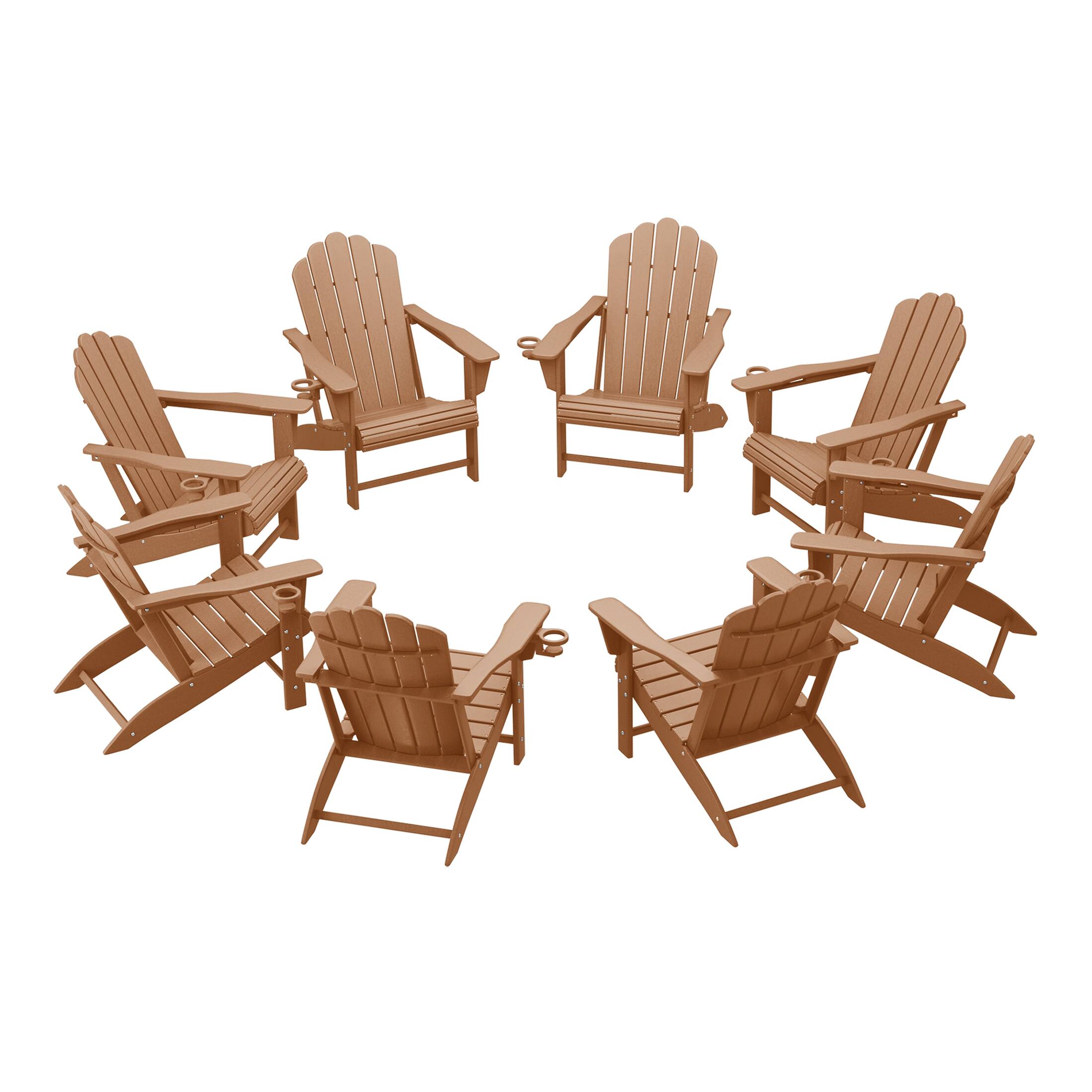 WestinTrends - Highland Outdoor Patio HDPE Adirondack Chairs With Cup Holders (Set of 8) - Teak price history on PriceWatchPro
