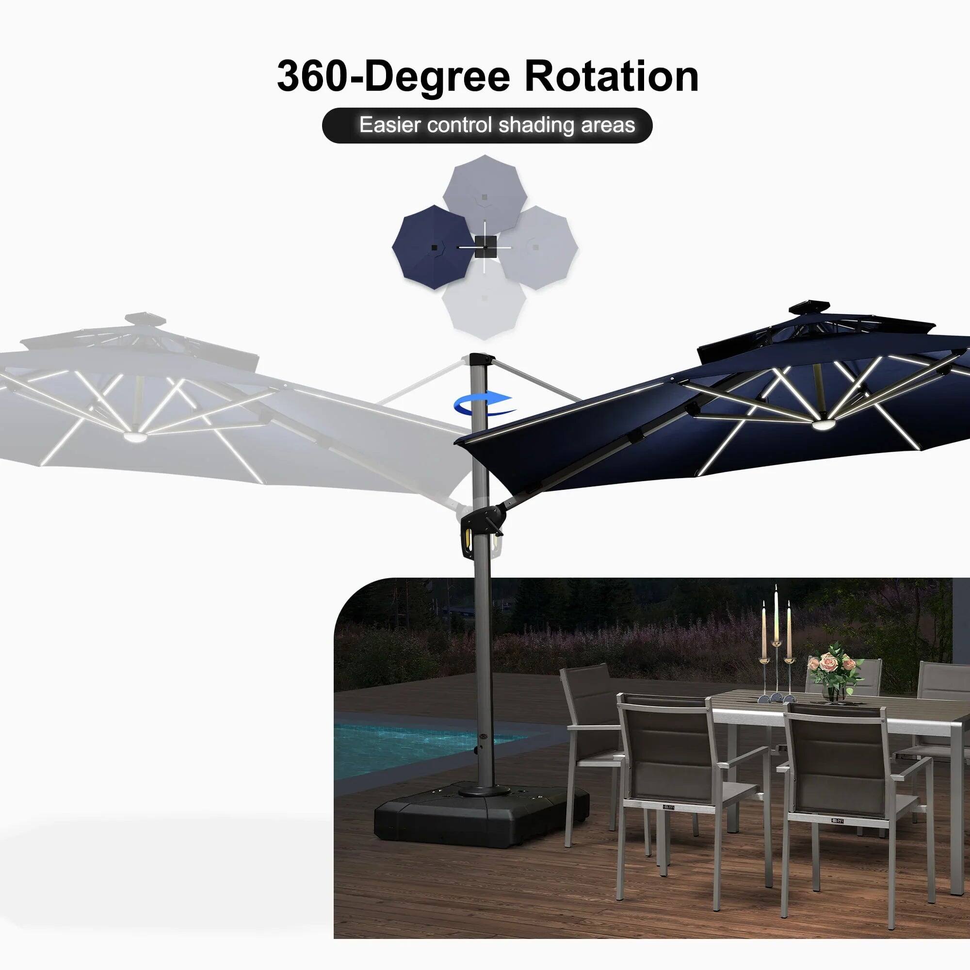 360-Degree Rotation  
Easier control shading areas