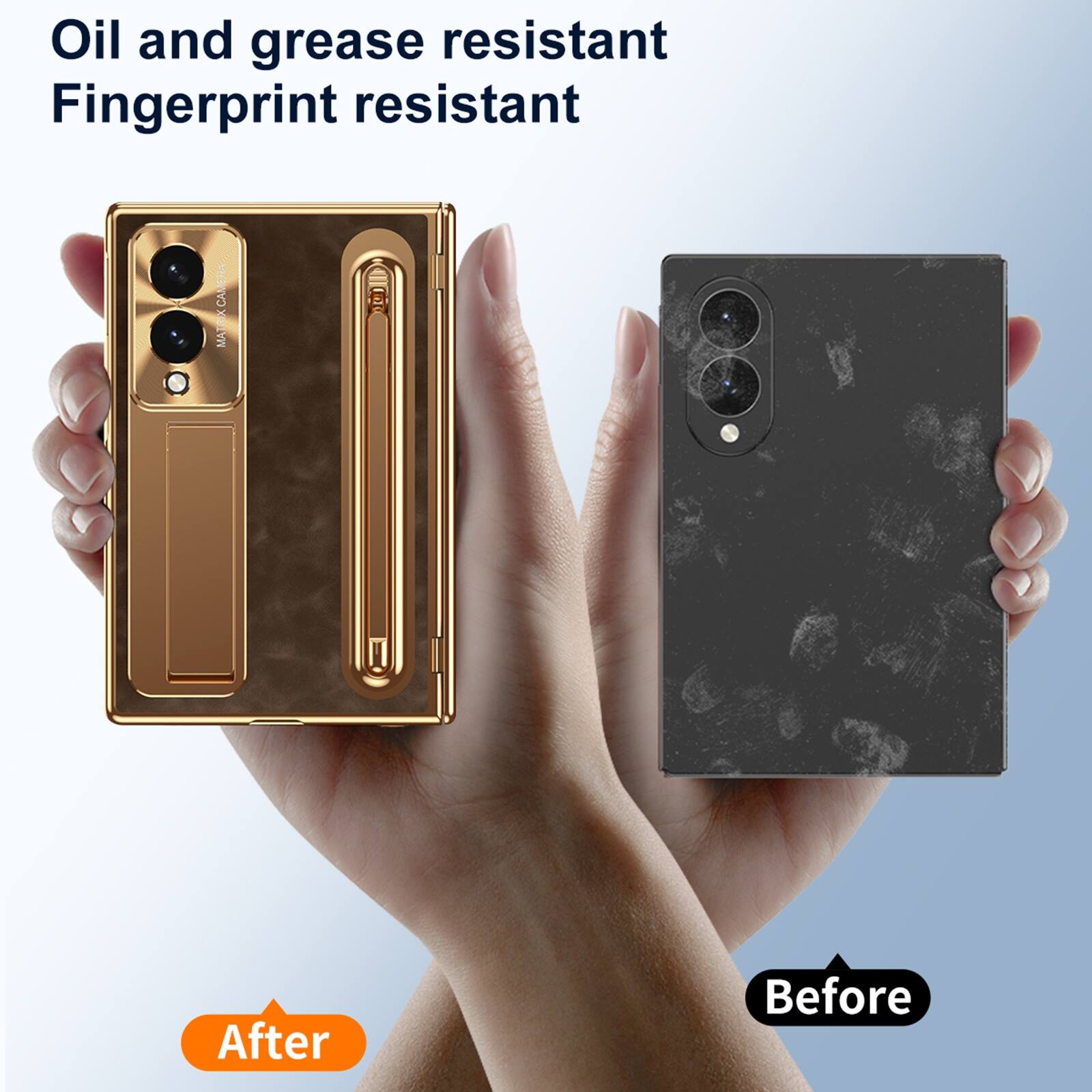 Oil and grease resistant  
Fingerprint resistant

CAMERA MATRIX

After  
Before