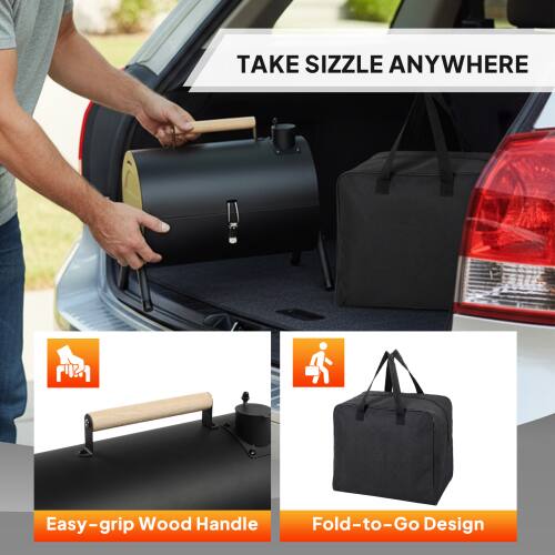TAKE SIZZLE ANYWHERE

Easy-grip Wood Handle

Fold-to-Go Design
