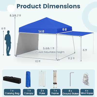 テント Gymax Large Beach Shade, Outdoor Rain Cover, Easy Pop-up