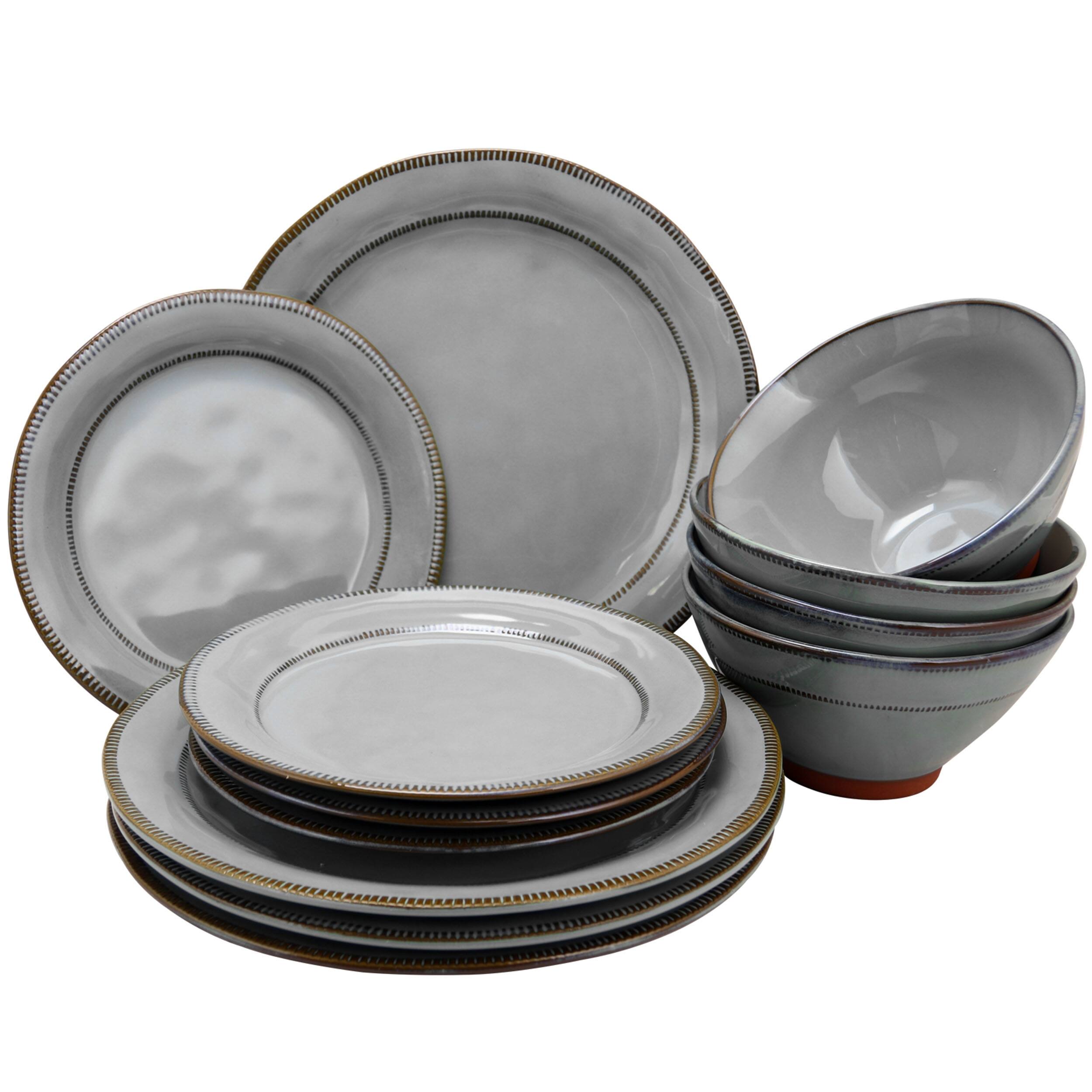 Gibson - Elite Terranea 12 Piece Dinnerware Set in Grey - Gray