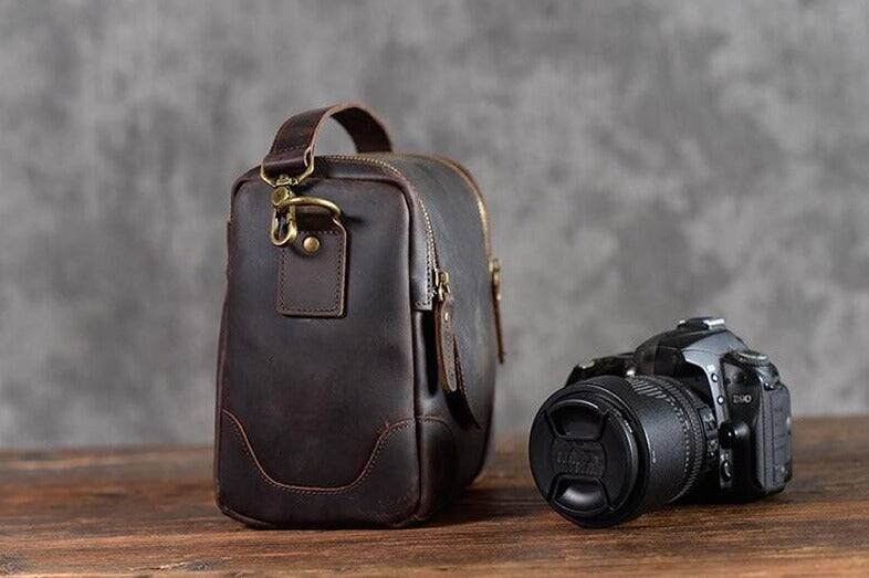 Alt View 6. Steel Horse Leather - The Calista | Small Leather Camera Bag - Dark Brown.