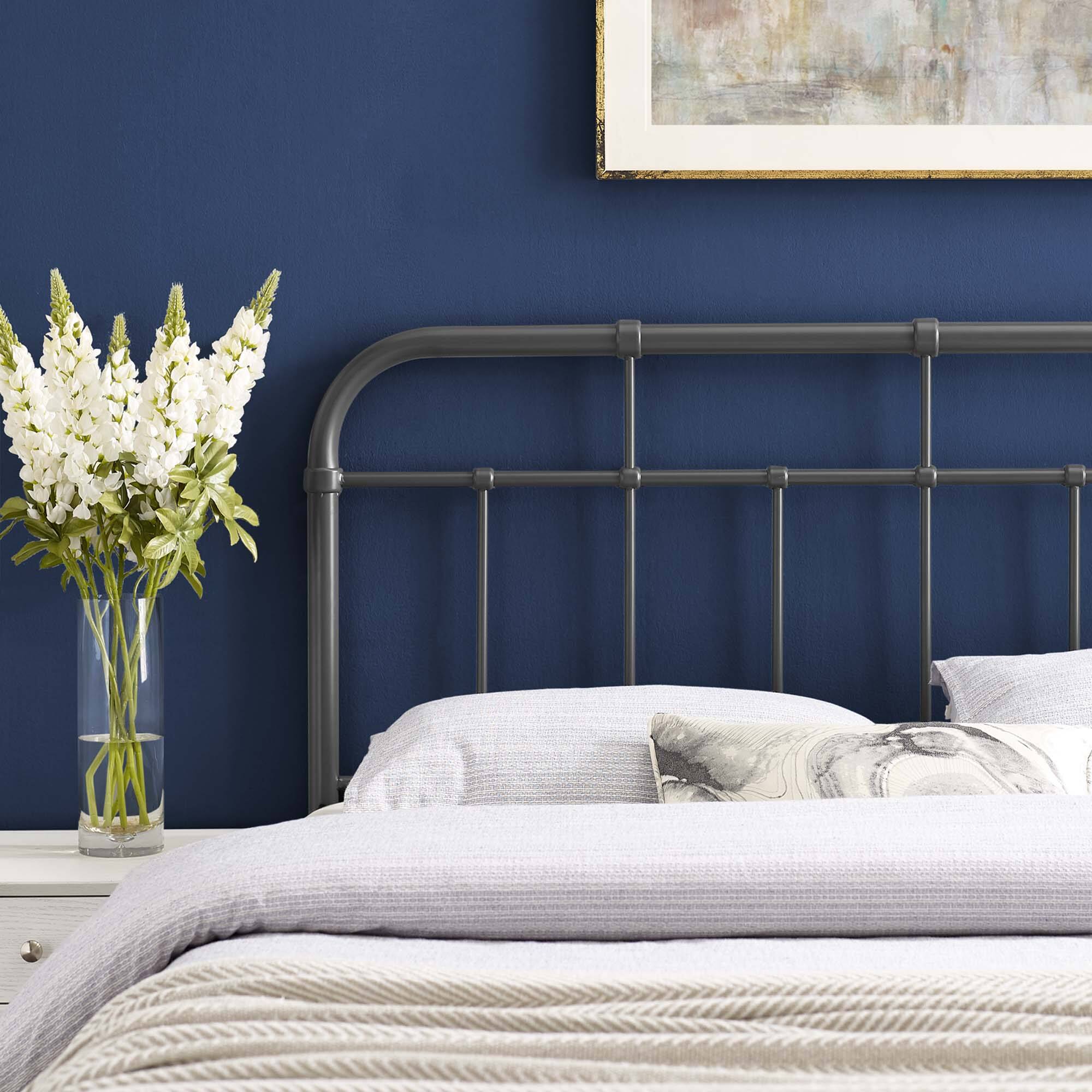 Back. Modway - Alessia Metal Headboard - Gray.