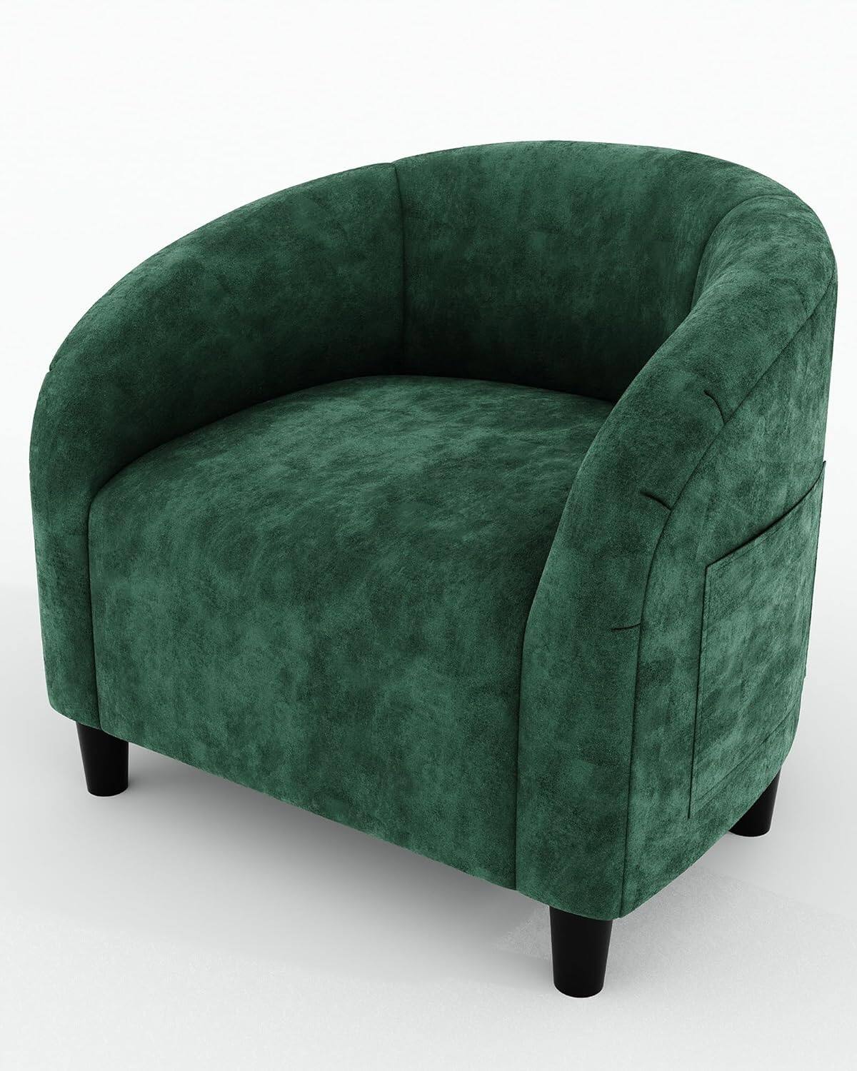 Alt View 3. Acekool - Accent Barrel Chair, Boucle Club Chair, Furry Sherpa Armchair Suitable for Living Room, Bedroom, Reception Room, Office - Retro Green.