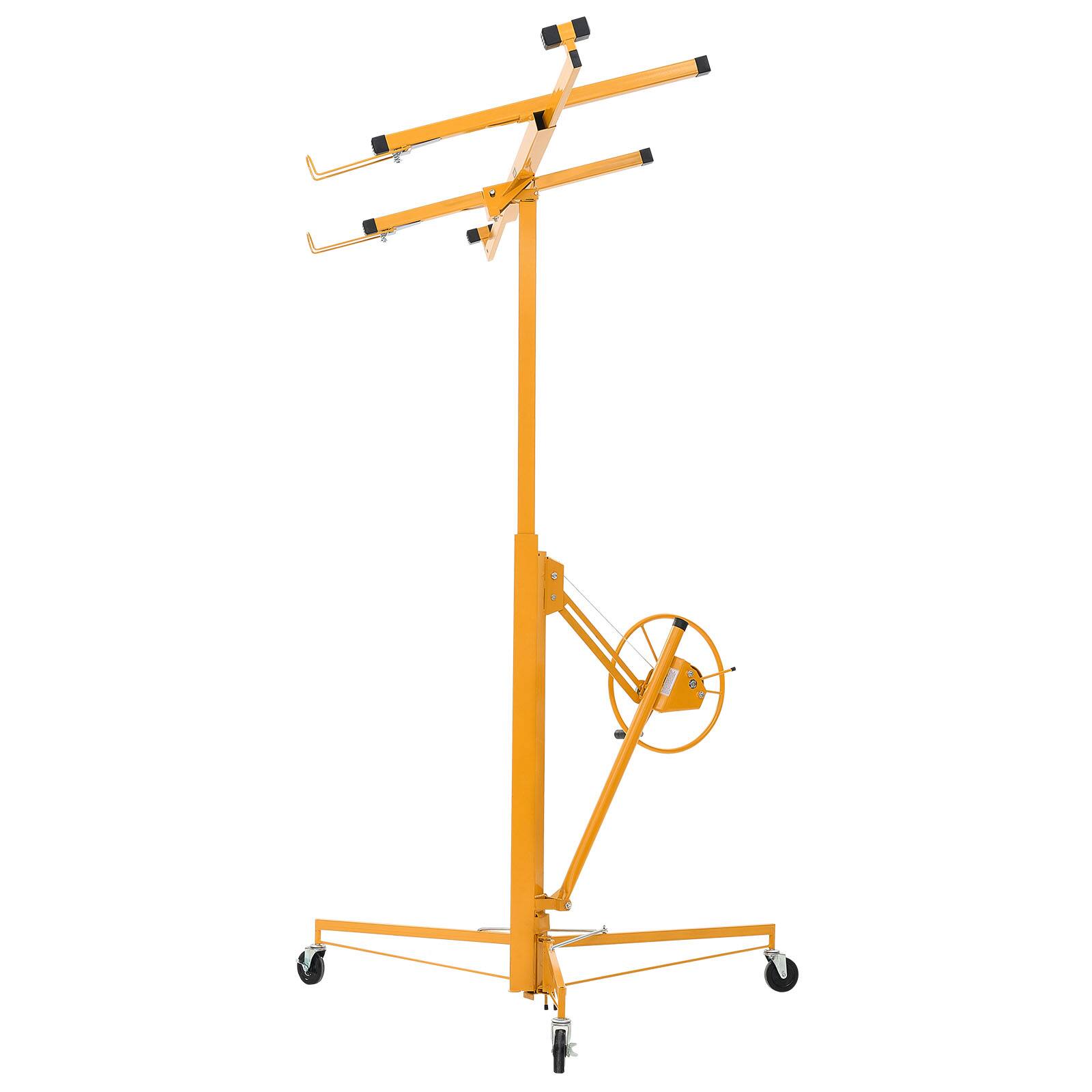 Alt View 5. VEVOR - 11ft Drywall Lift, Heavy-Duty 150 lbs Sheetrock Hoist with Adjustable Telescoping Arm, Lockable Wheels, Drywall Lifter - Yellow.