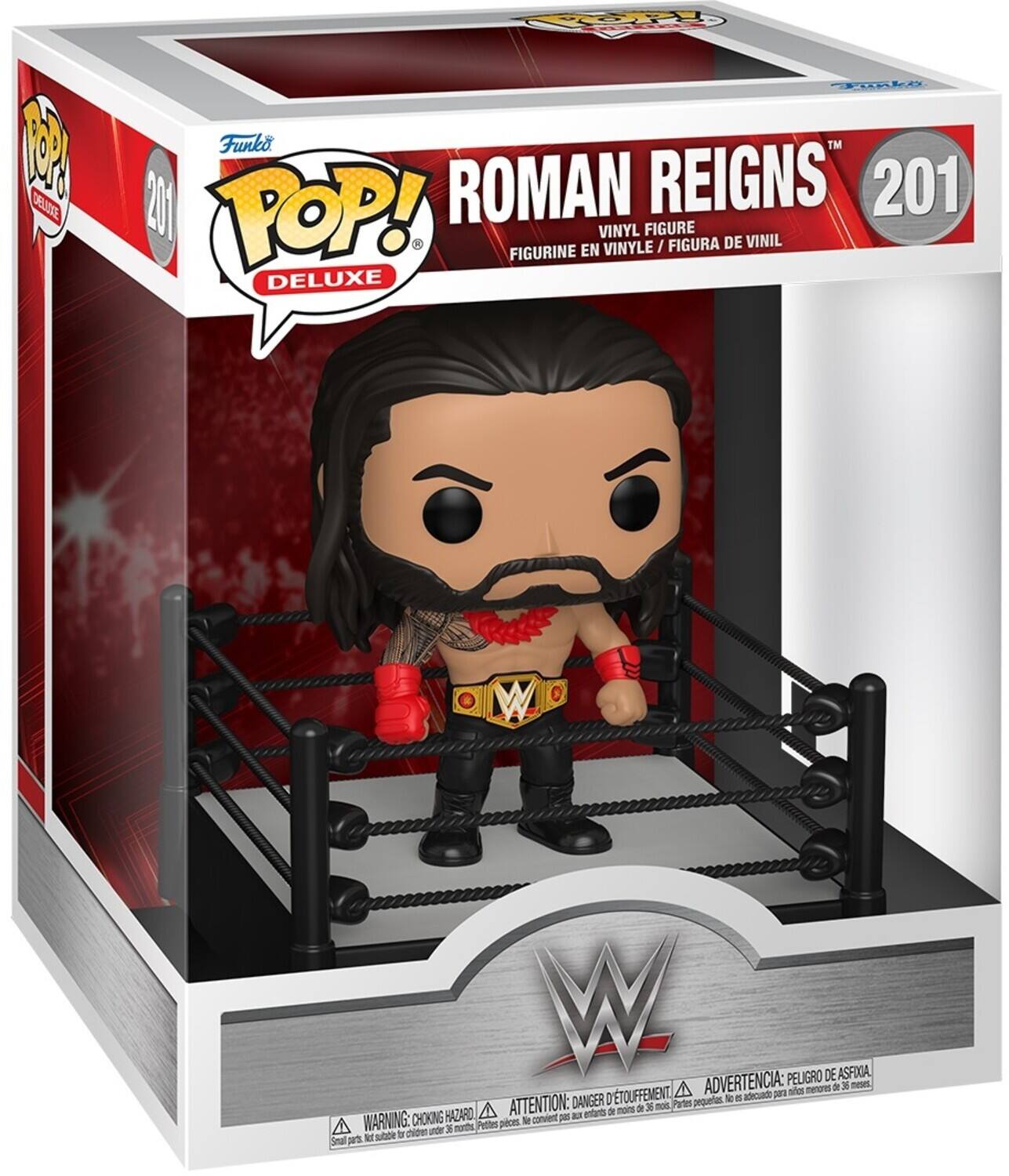 PPy SEka 1 Funko™ POP! DELUXE 201 ROMAN REIGNS 201 VINYL FIGURE / FIGURA DE VINIL / FIGURINE EN VINYLE  
WARNING: CHOKING HAZARD - Small parts. Not for children under 3 years.  
ADVERTENCIA: PEQUEÑOS PIEZAS. PELIGRO DE ASFIXIA. NO ES ADECUADO PARA NIÑOS MENORES DE 3 AÑOS.  
ATTENTION: DANGER D'ÉTOUFFEMENT. Petite pièces. Ne convient pas aux enfants de moins de 3 ans.
