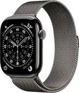 Refurbished Excellent - Apple Watch Series 11 (GPS+Cellular) 46mm Titanium Case with Slate Milanese Loop - M/L - Slate - (2025)