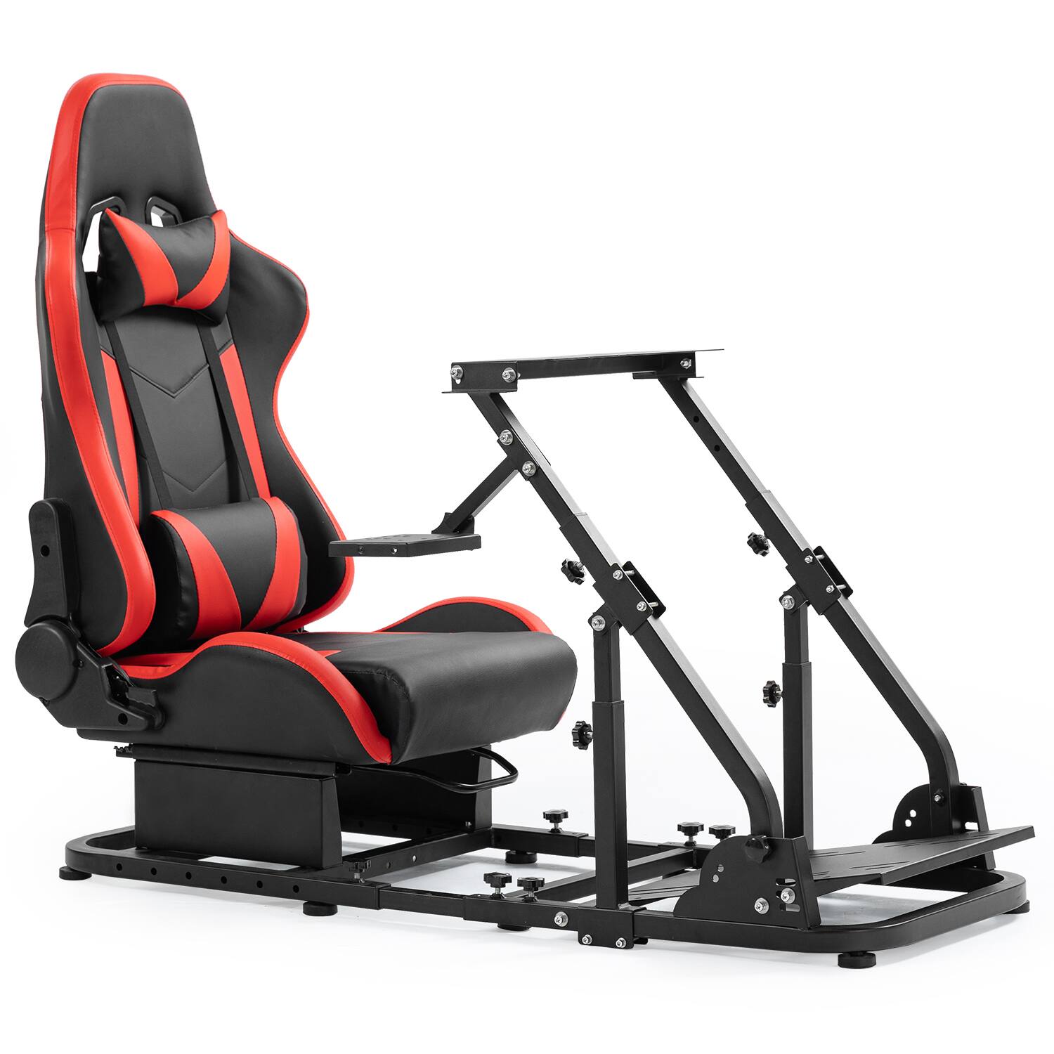 Front. Dardoo - Dardoo Foldable Sim Racing Cockpit Stand with Racing Seat Fit for Logitech for Thrustmaster - Black/Red.