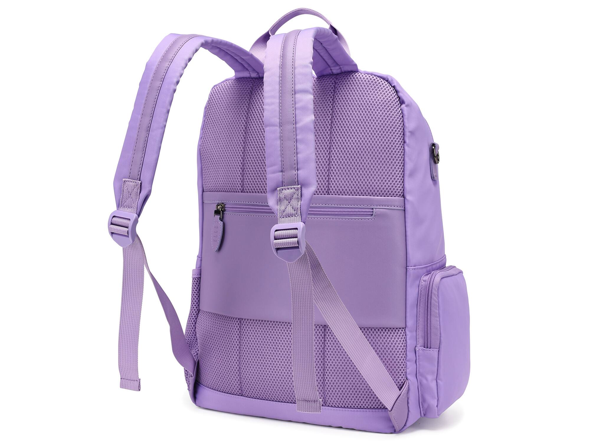 Back. Elle - ELLE Voyage 20L Twill and Vegan Leather Backpack - Lavender - Lavender.