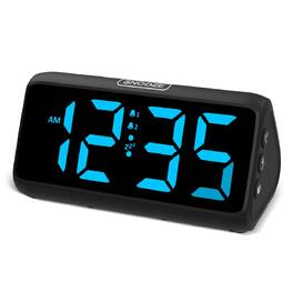 Dazzed Corner - Digital Alarm Clocks, Dimmable Dual Alarm Clock - Black-Blue