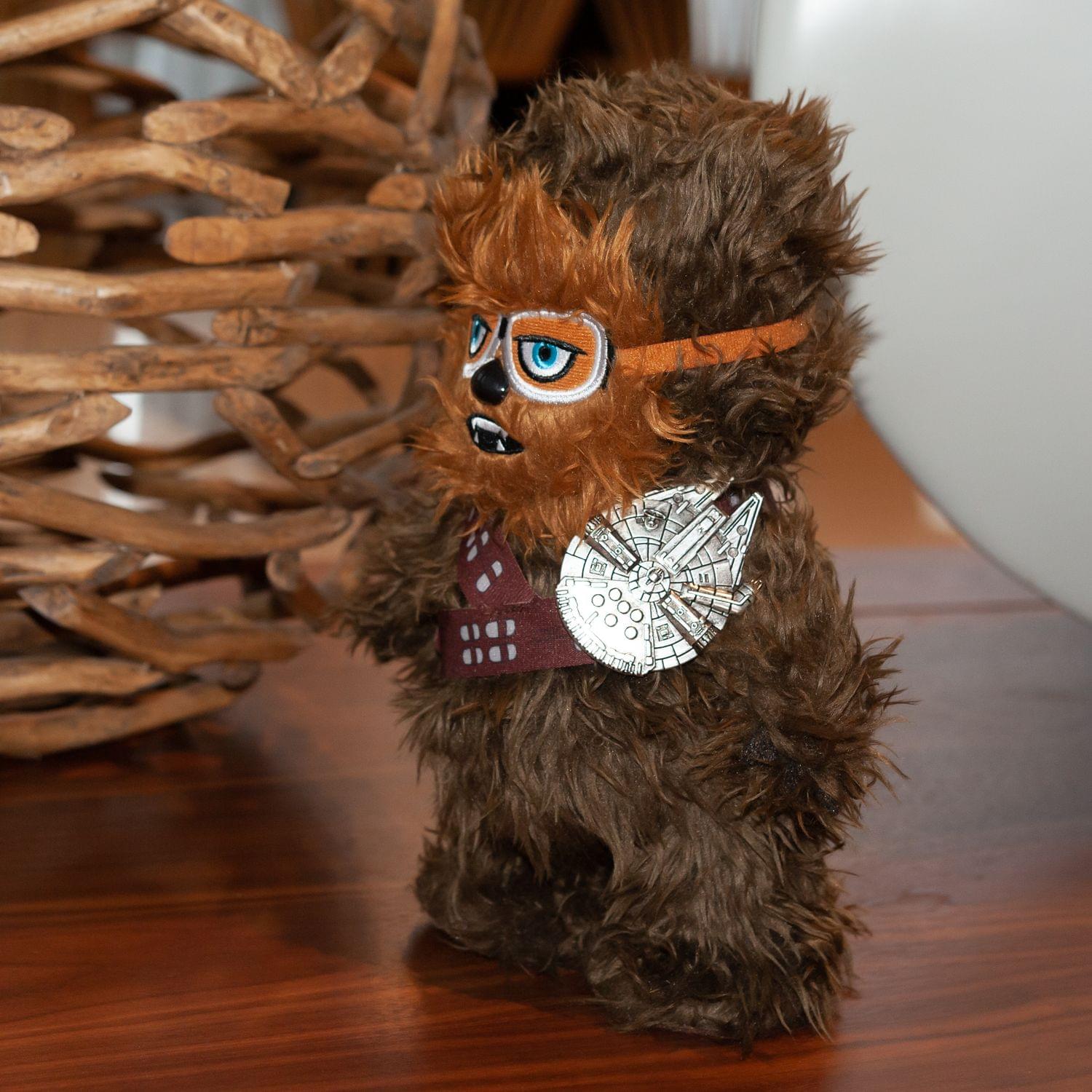 Alt View 3. Star Wars - Star Wars Chewbacca Interactive Walk N' Roar | Moves & Makes Noise | 12" Plush w/ Millennium Falcon Pin - Brown.