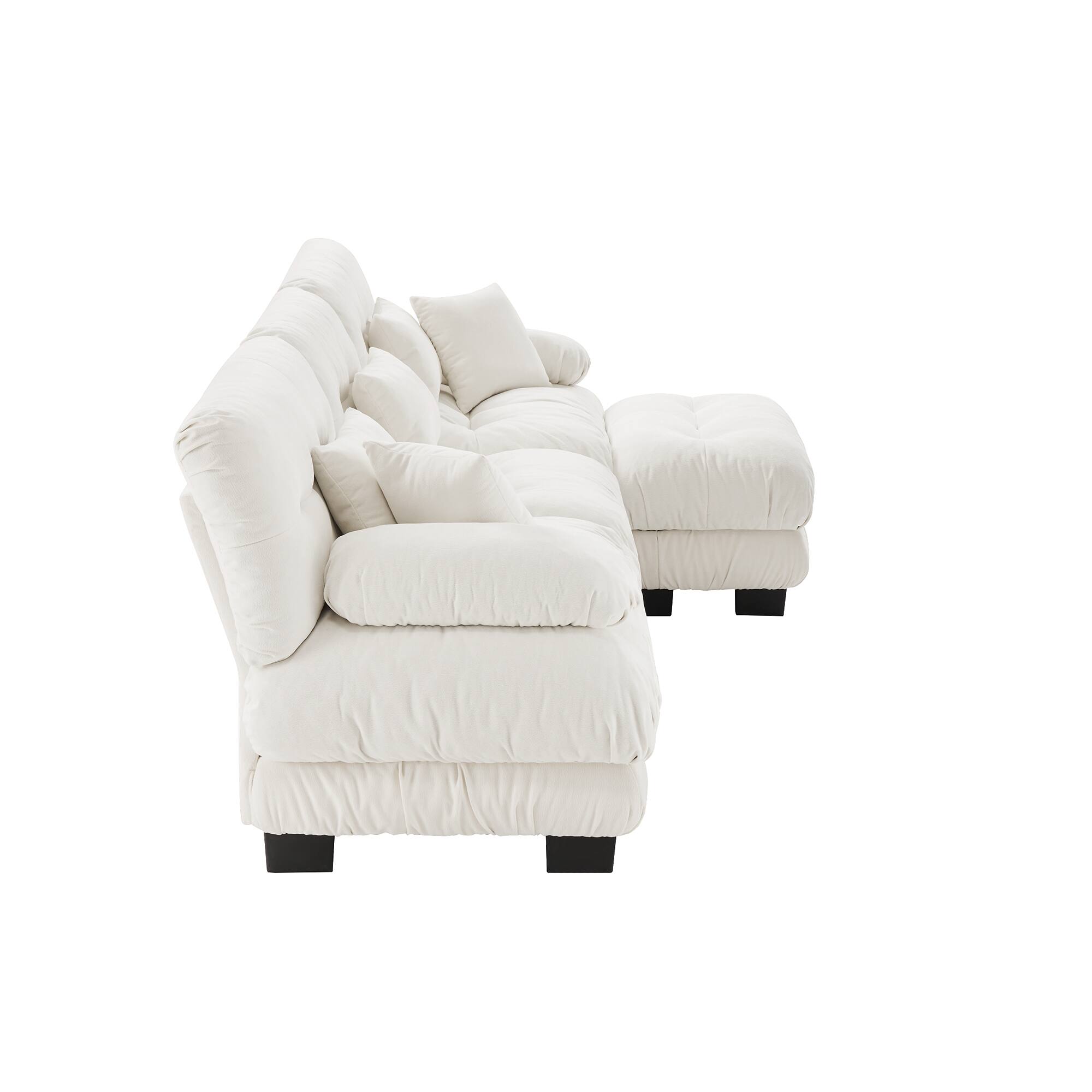 Alt View 9. LOVMOR - L Shaped Modular Deep Seat Chenille Sectional Couch Storage Ottoman Compressed Pack For Living Room Plush Cozy - White.