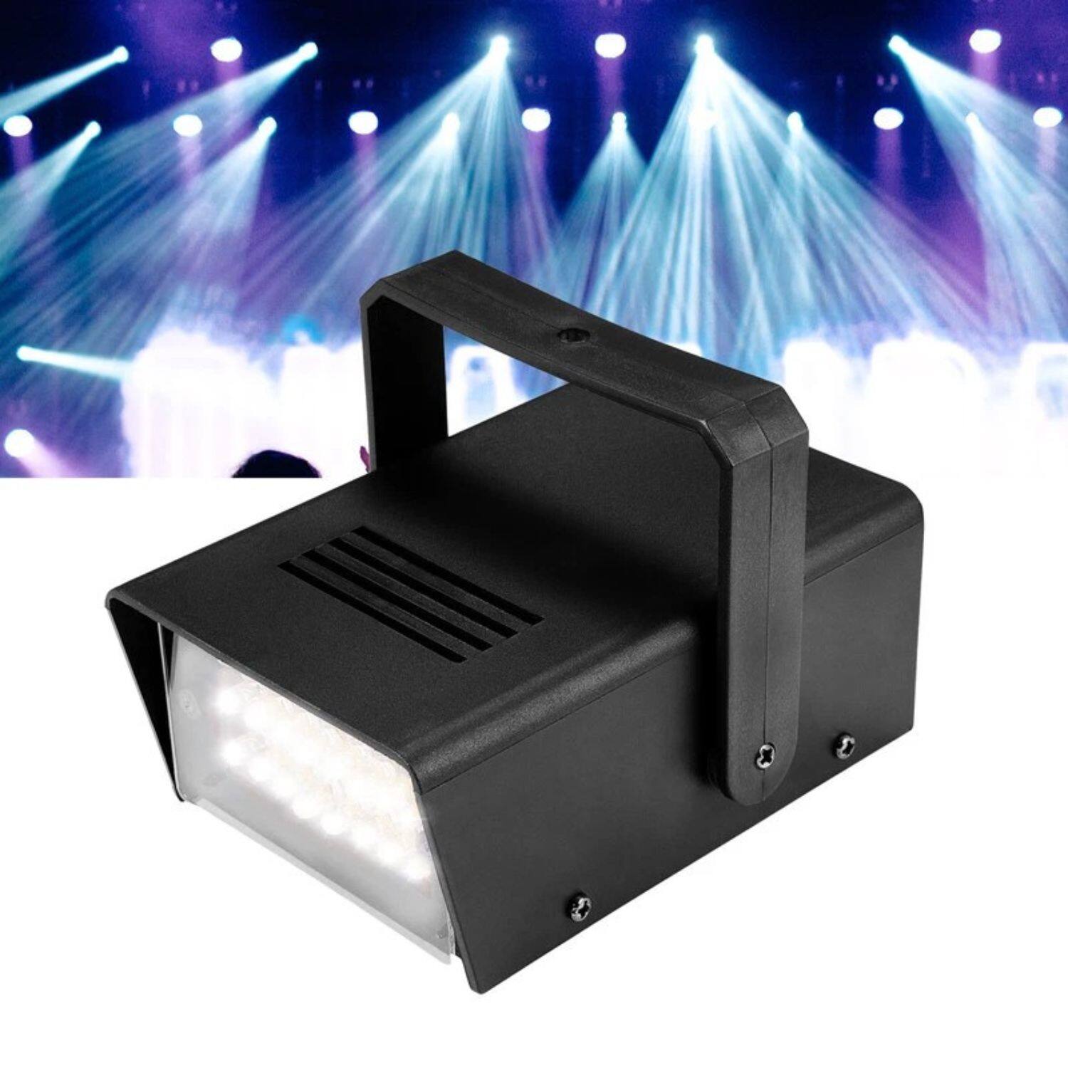 Back. Stock Preferred - LED Strobe Disco Party Light – 24-LED - White light with black housing.