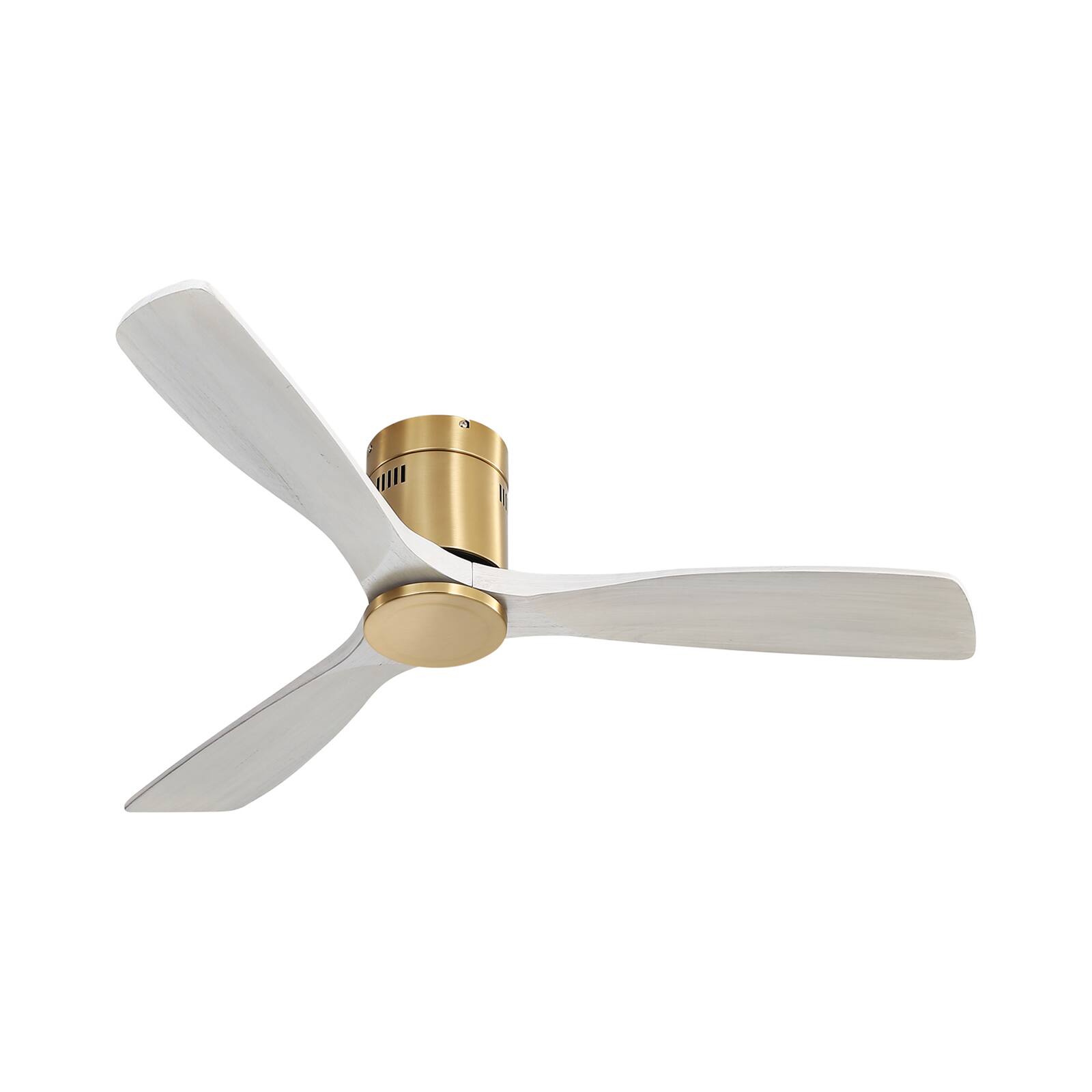 Left. Sofucor - Gold Ceiling Fan No Light 52" 3 Blades Modern Room Remote Control Timer Reversible Bedroom Flush Mount Ceiling Fan - Gold Light Grey.
