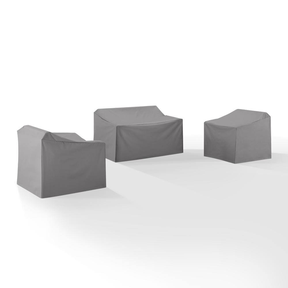 Angle. Crosley Furniture - 3Pc Outdoor Furniture Cover Set - Loveseat & 2 Chairs - Gray.