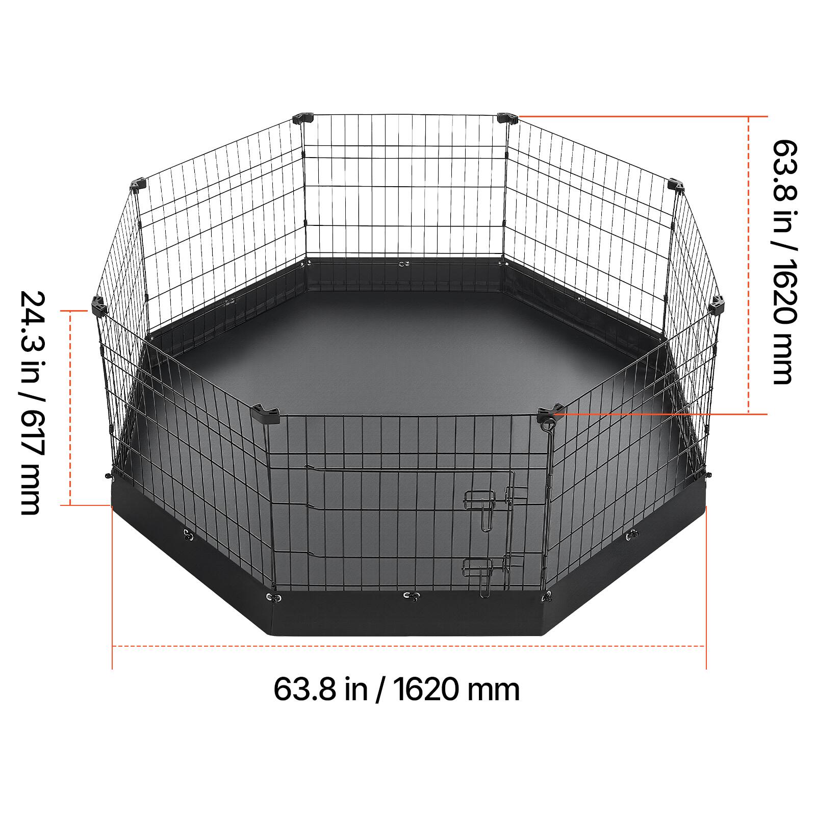 24.3 in / 617 mm  
63.8 in / 1620 mm