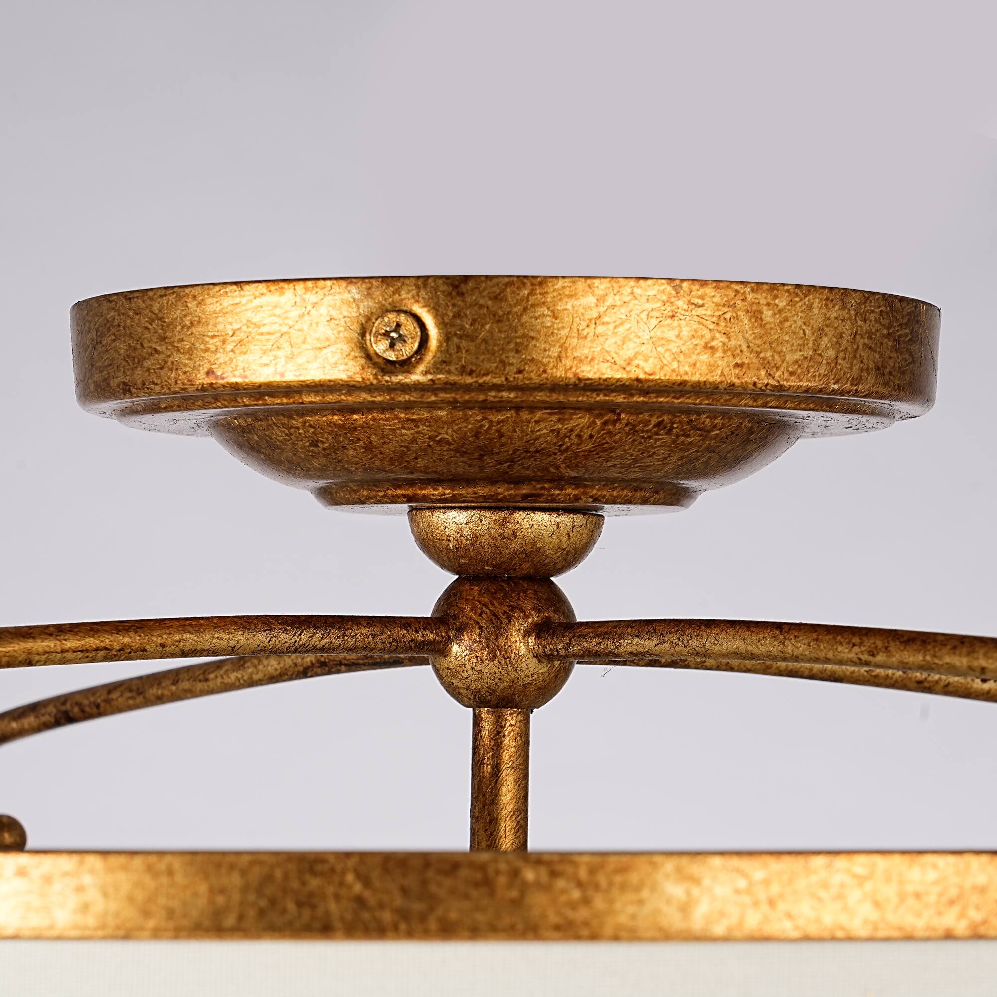 Alt View 6. Parrot Uncle - 14 Inch Modern Fabric Semi Flush Mount 3 Light Drum Ceiling Light for Bedroom,Dining Room,Hallway - Gold.