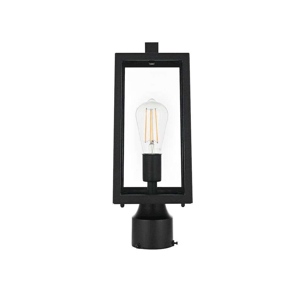 Left. Elegant Lighting - Veda 15 inch Outdoor Post light in Black - Black And Clear.