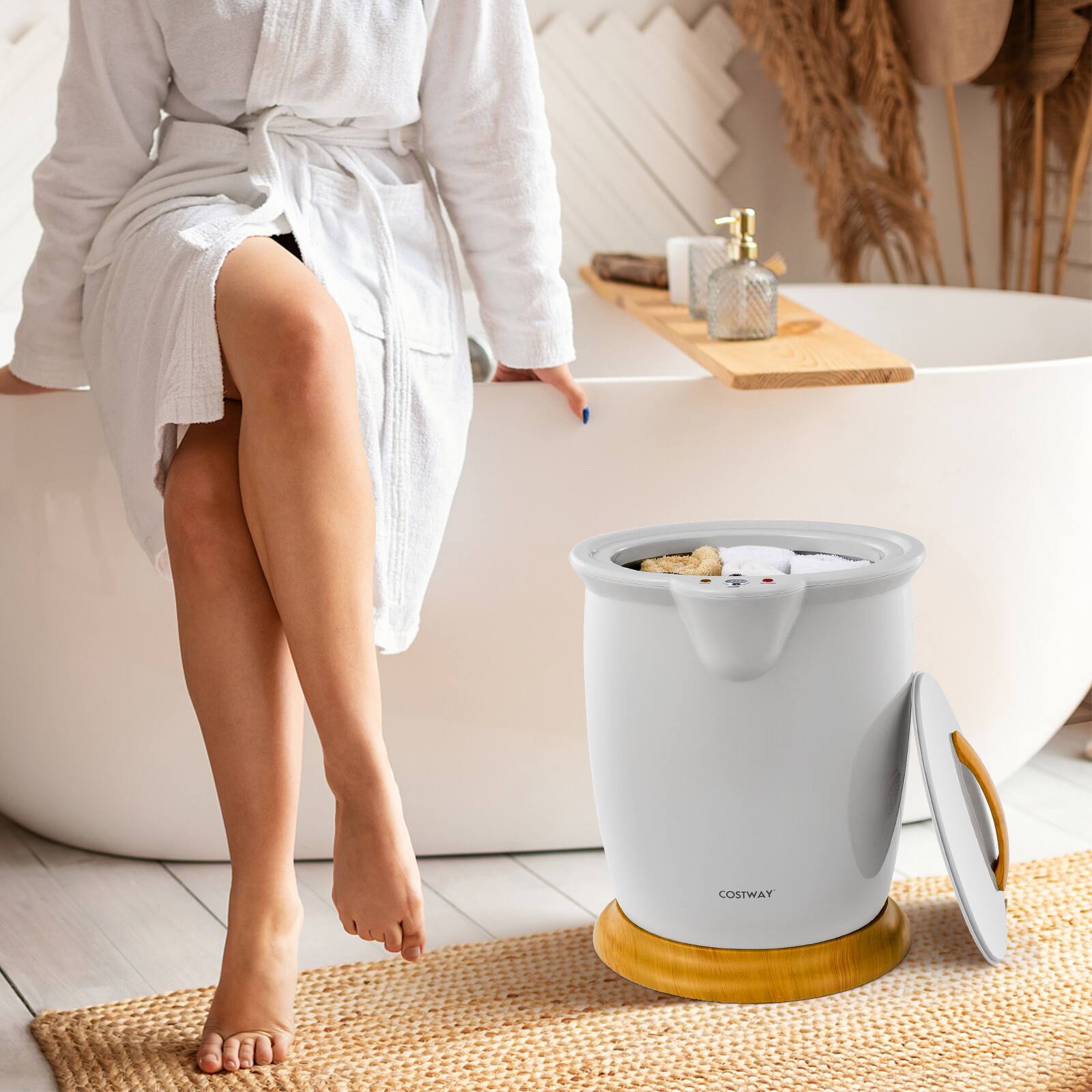 Alt View 10. Costway - Costway Bathroom Towel Warmer Bucket with Fragrance Holder & Auto Shut Off - Gray.