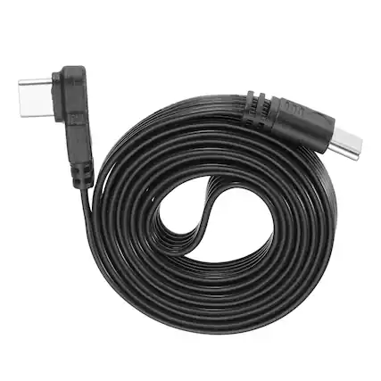 Front. Unique Bargains - Flat USB C Cable, Right Angle USB C to USB C Adapter, 480Mbps, Silicone, for Phone/Tablet/Laptop/Car Charger - Black.