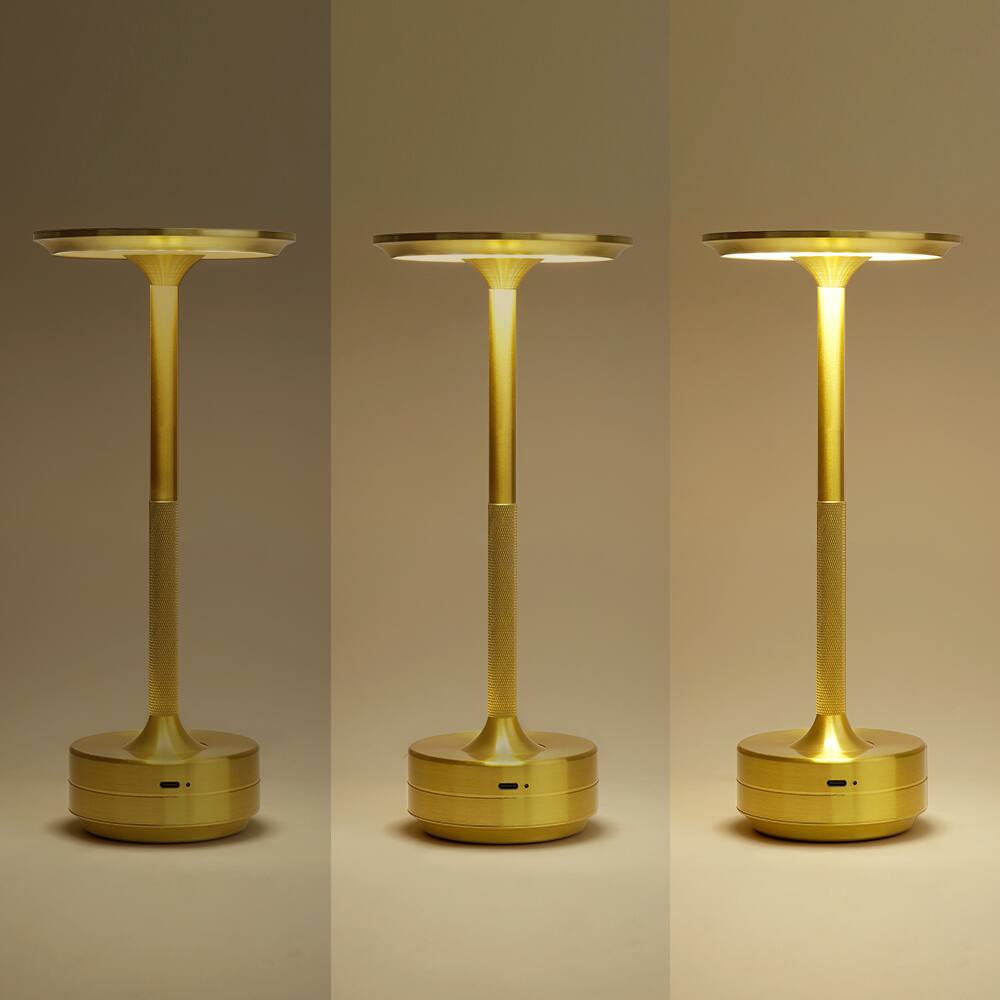 Alt View 12. ONEWISH - Cordless Portable LED Table Lamp with Touch Control - Gold.