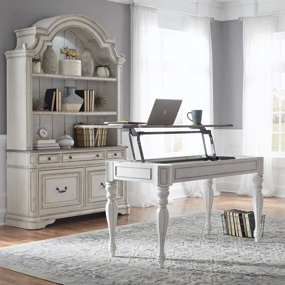 Alt View 1. Liberty Furniture Industries - Magnolia Manor Lift Top Writing Desk in Antique White - White.