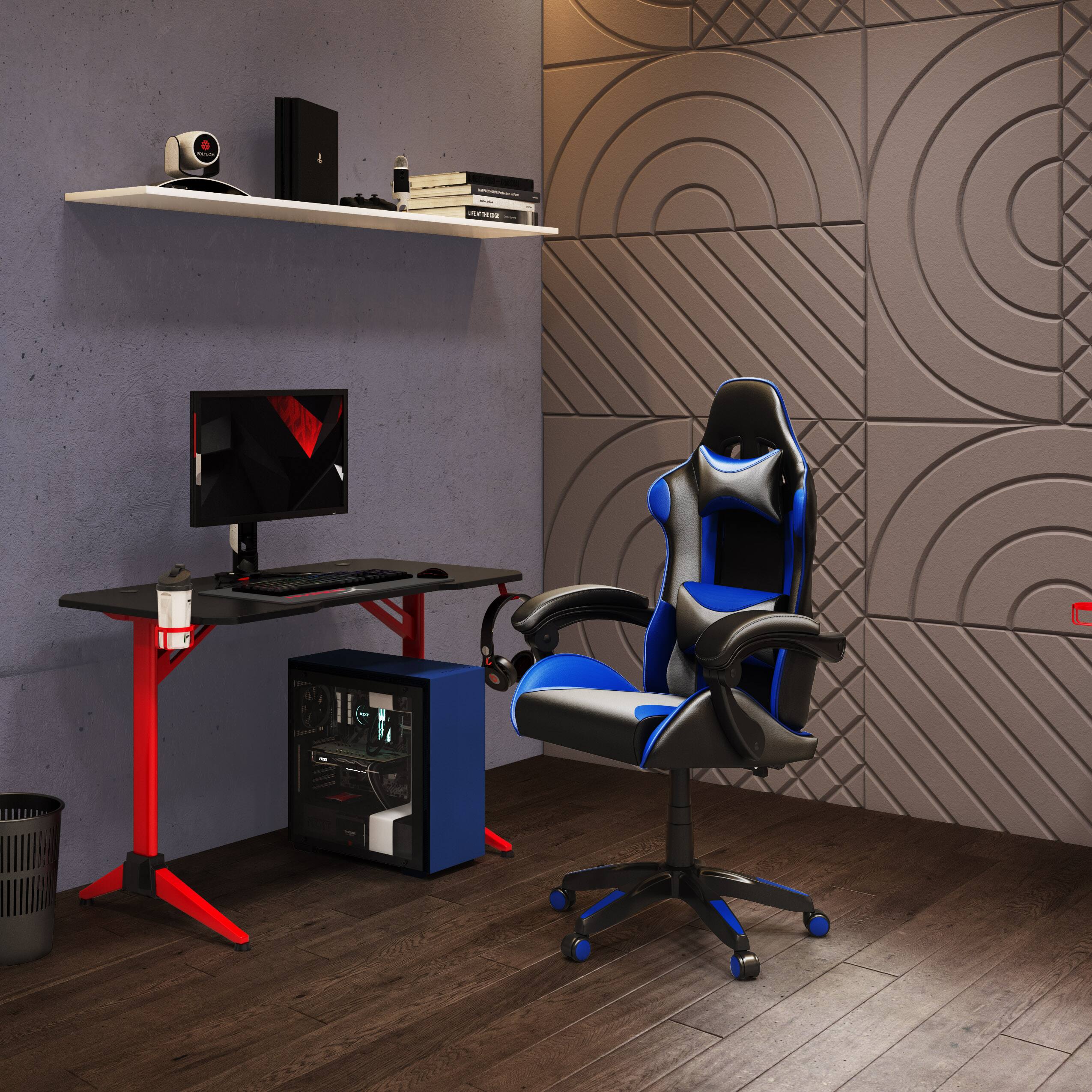Alt View 15. CorLiving - Ravagers Gaming Chair - Black and Blue.
