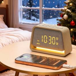 Dazzed Corner - Alarm Clock, Digital Dimmable Night Light Gentle Clock - Wooden