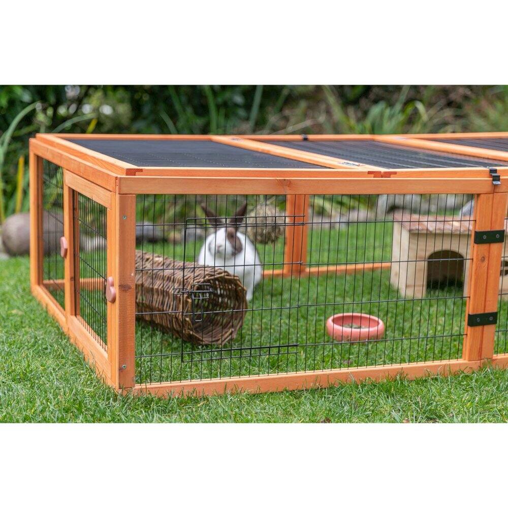Back. TRIXIE - Weatherproof Outdoor Animal Cage and Run Extension Hinged Roof - Brown.