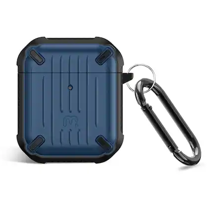 Front. Mybat Pro - MyBat Pro Armor Series Case for Apple AirPods with Wireless Charging Case - Black / Blue - Blue.