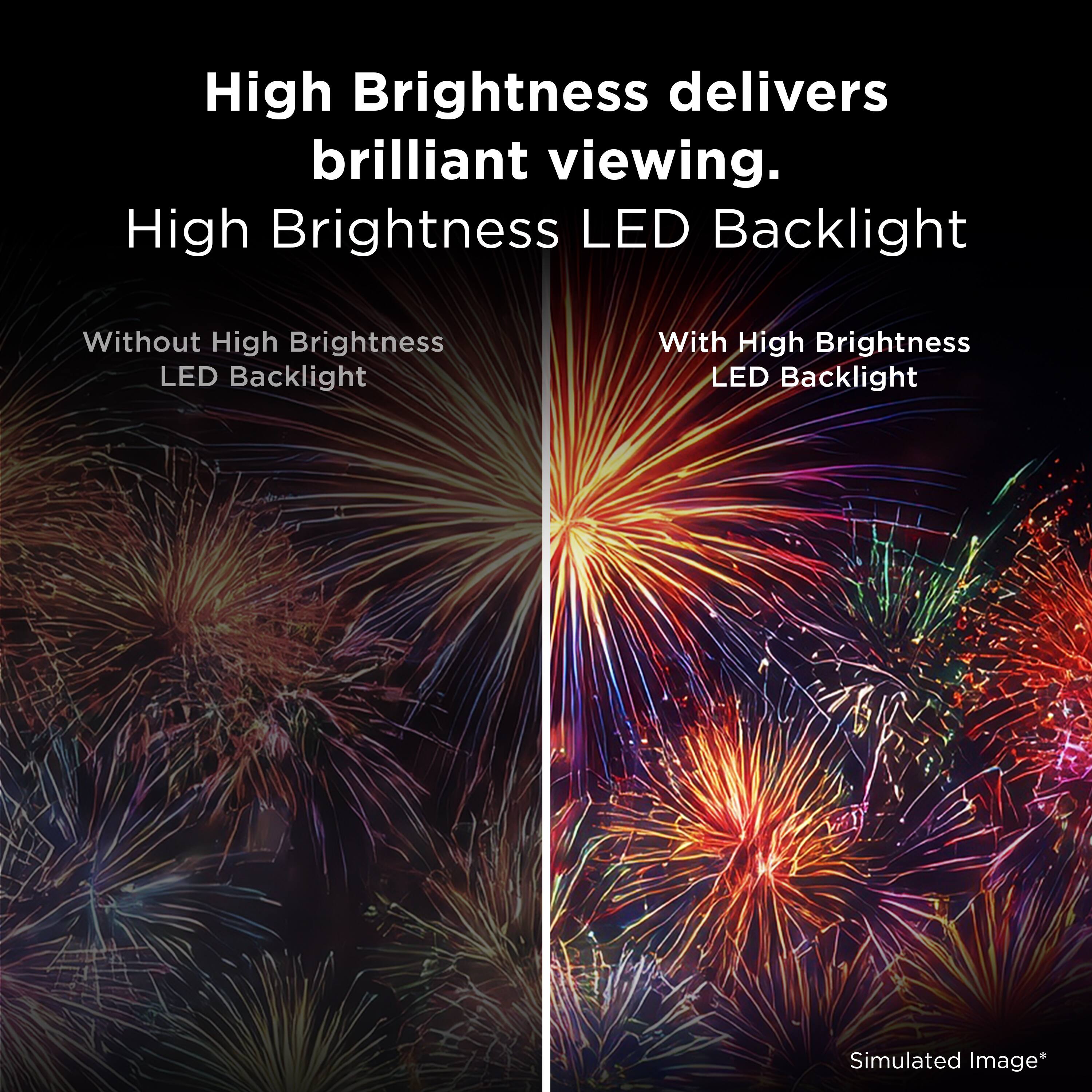 High Brightness delivers brilliant viewing.  
High Brightness LED Backlight  
Without High Brightness LED Backlight  
With High Brightness LED Backlight  
Simulated Image*