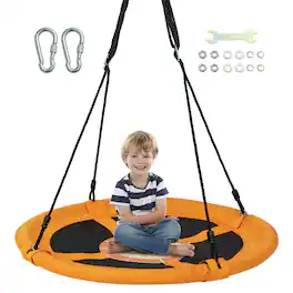 Costway - 40" Flying Saucer Tree Swing Indoor Outdoor Play Set Swing for Kids - Yellow Lion