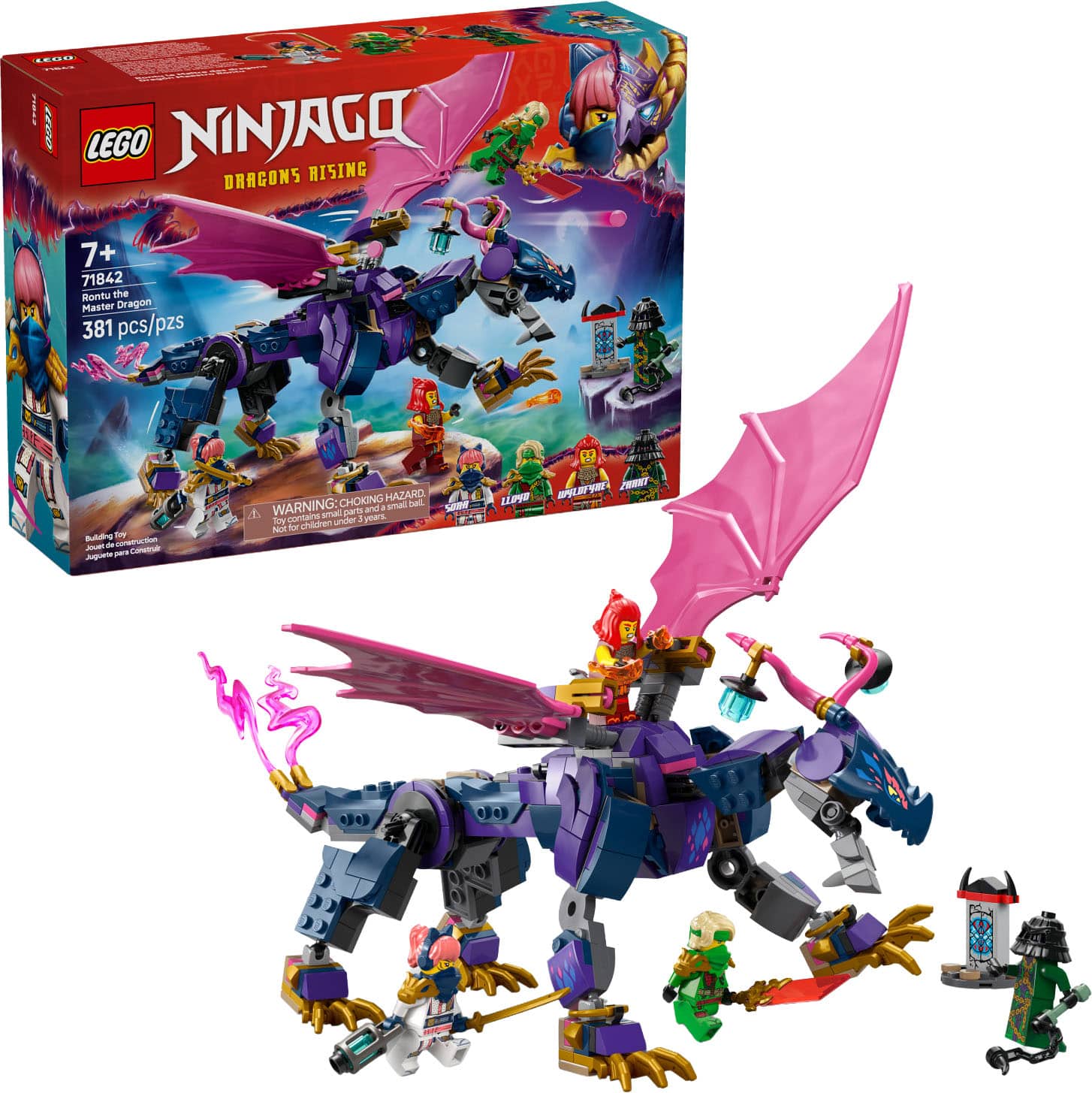 LEGO NINJAGO DRAGONS RISING 7+ 71842 Montu the Master Dragon 381 pcs/pzs 00 NVE Bhidng - A -e C - L A CHOKING HAZARD WARNING: Toy contains small parts and is not for children under 3 years.
