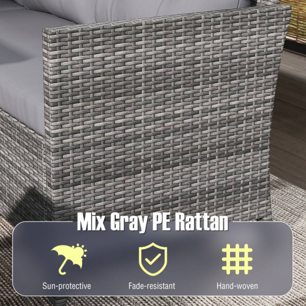 Mix Gray PE Rattan  
- Sun-protective  
- Fade-resistant  
- Hand-woven