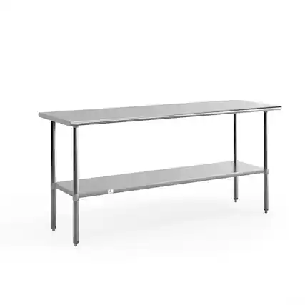 Front. Emma + Oliver - Stainless Steel 18 Gauge Prep and Work Table with Undershelf - Stainless Steel.