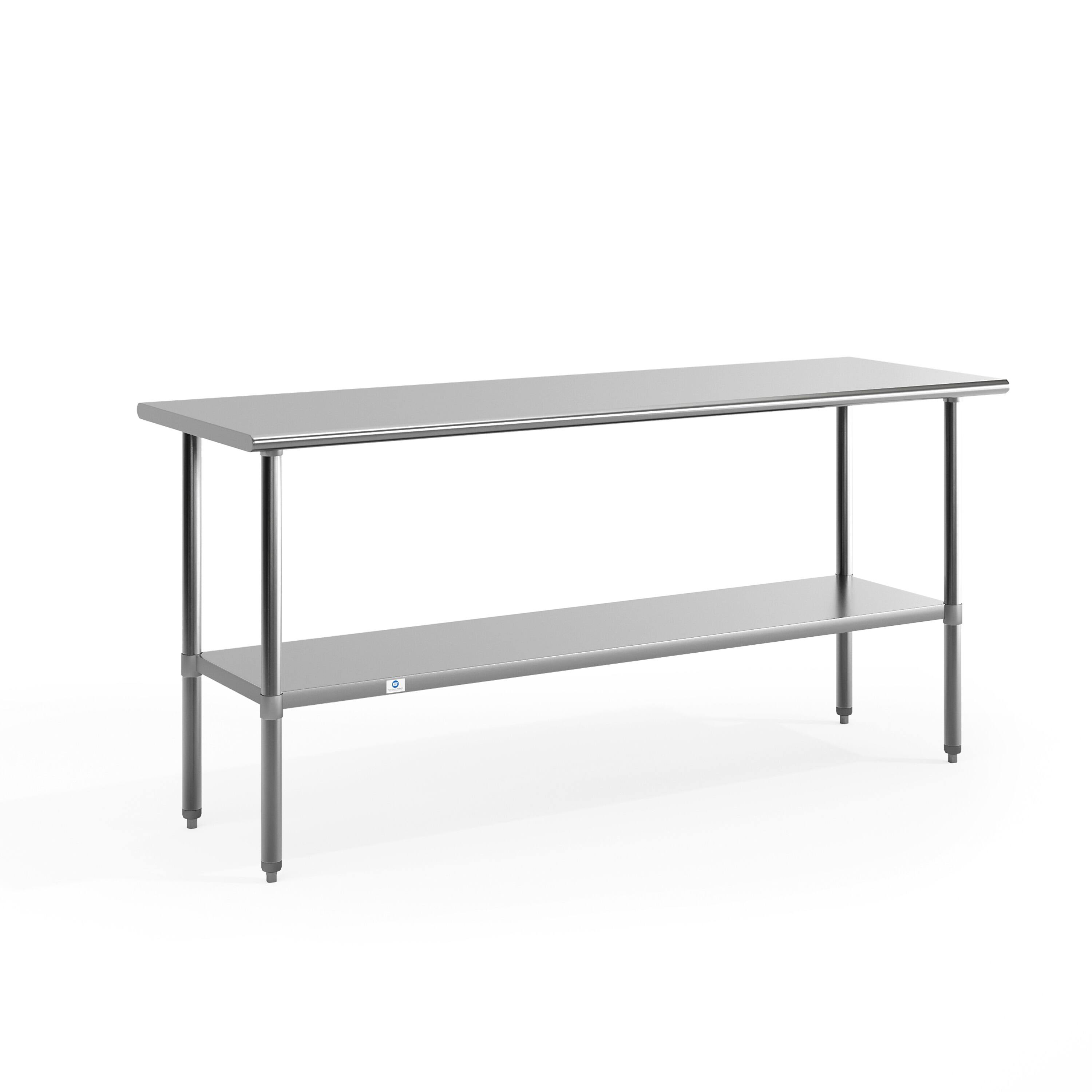 Front. Emma + Oliver - Stainless Steel 18 Gauge Prep and Work Table with Undershelf - Stainless Steel.