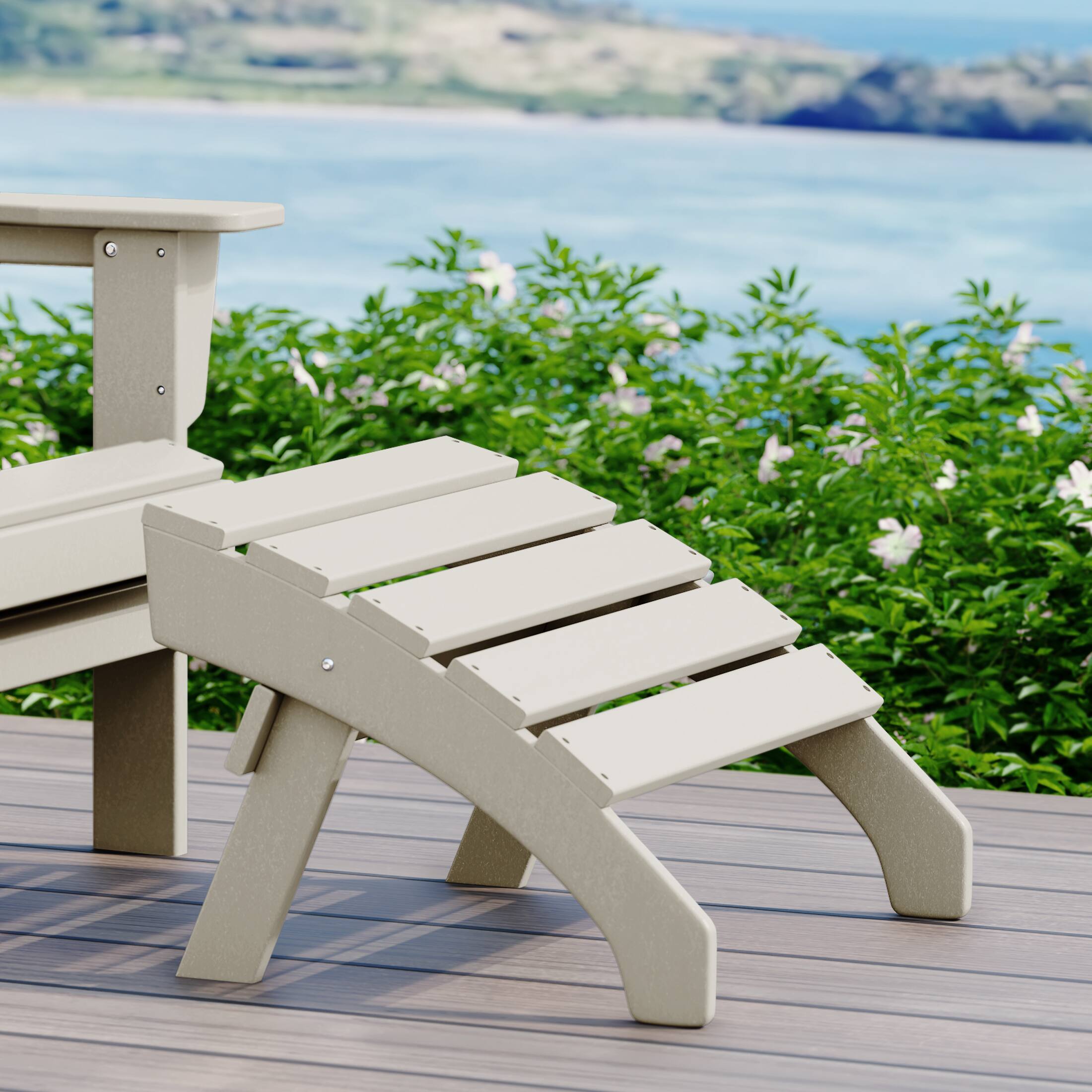 Angle. WestinTrends - WestinTrends Dylan Outdoor Patio HDPE Adirondack Ottoman Footrest - Sand.