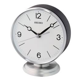 Seiko - 5" Braxton Desk Table Clock - Silver & Black